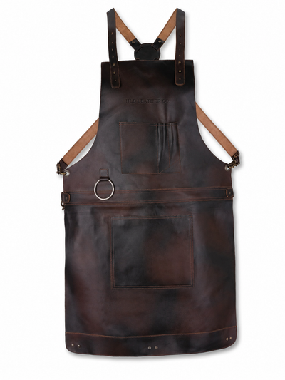 Distressed Full-Grain Cowhide Crossbody Apron – Dark Brown