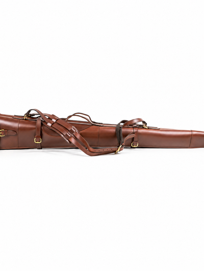 Harness Brown Double Shotgun Slip – Leather Buckle & Flap Gun Case