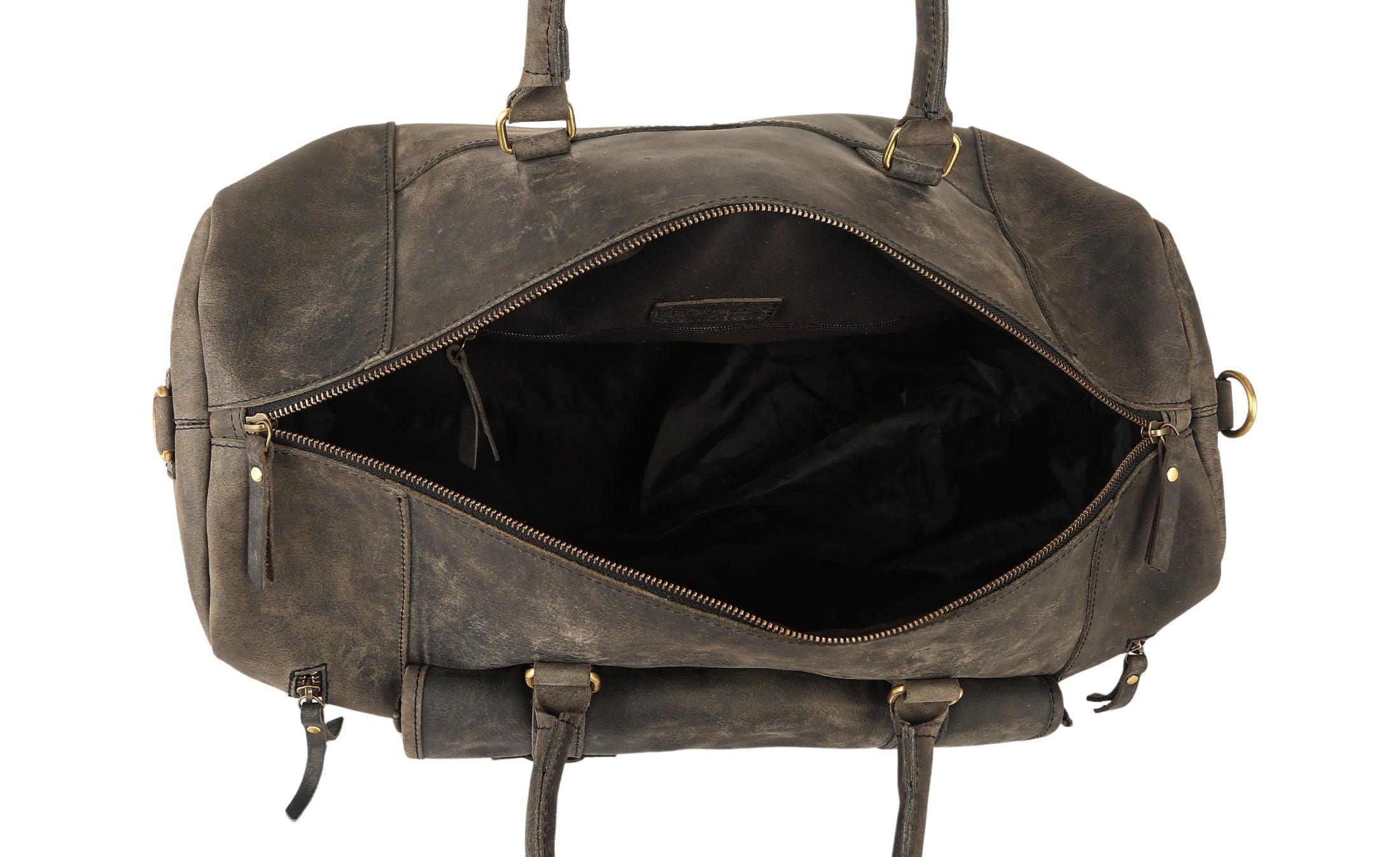 Leather 24-Inch Duffel Bag with Shoe Compartment - Full Grain Travel, Sports, Gym, and Weekend Bag