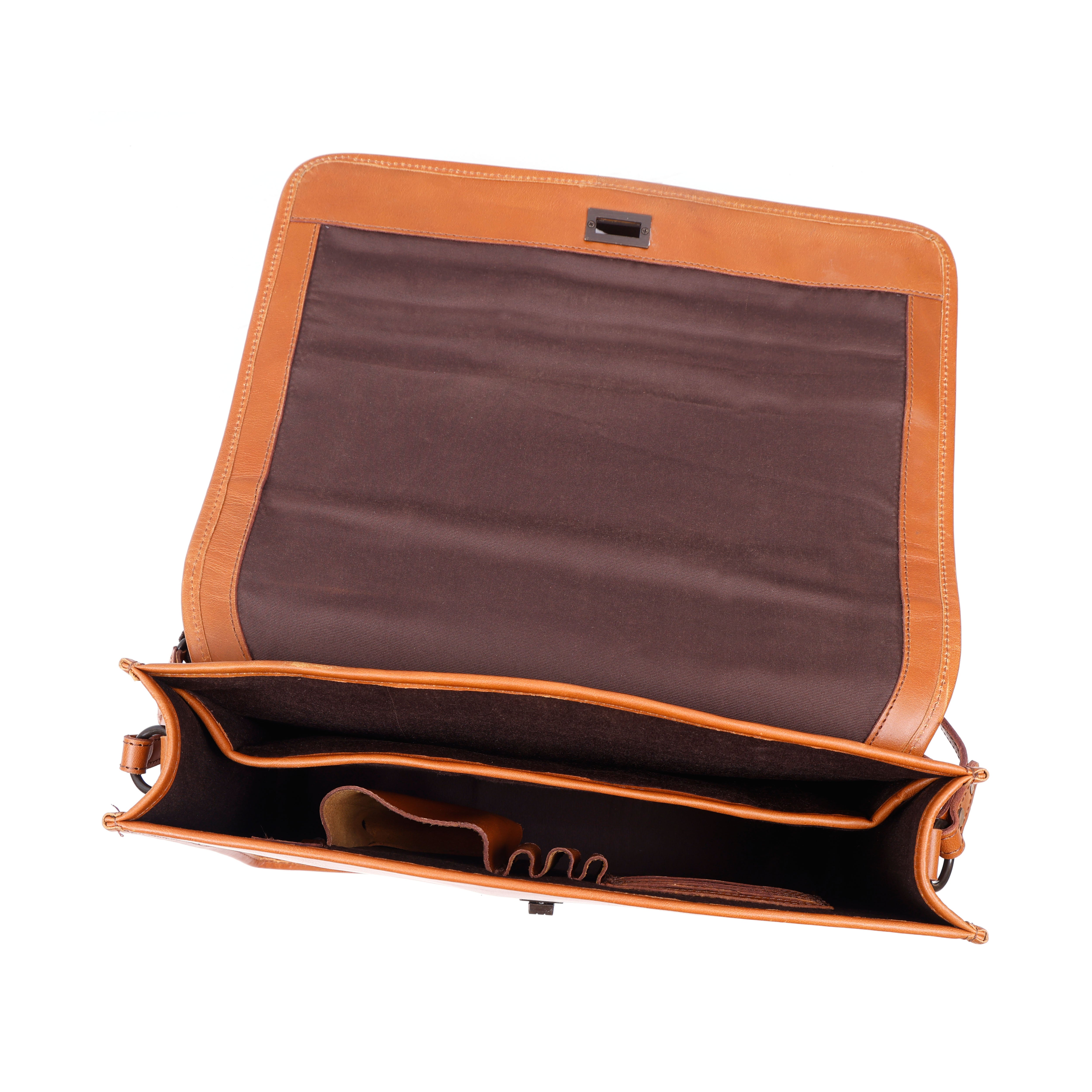 Parker Tan Leather Messenger Bag for Men