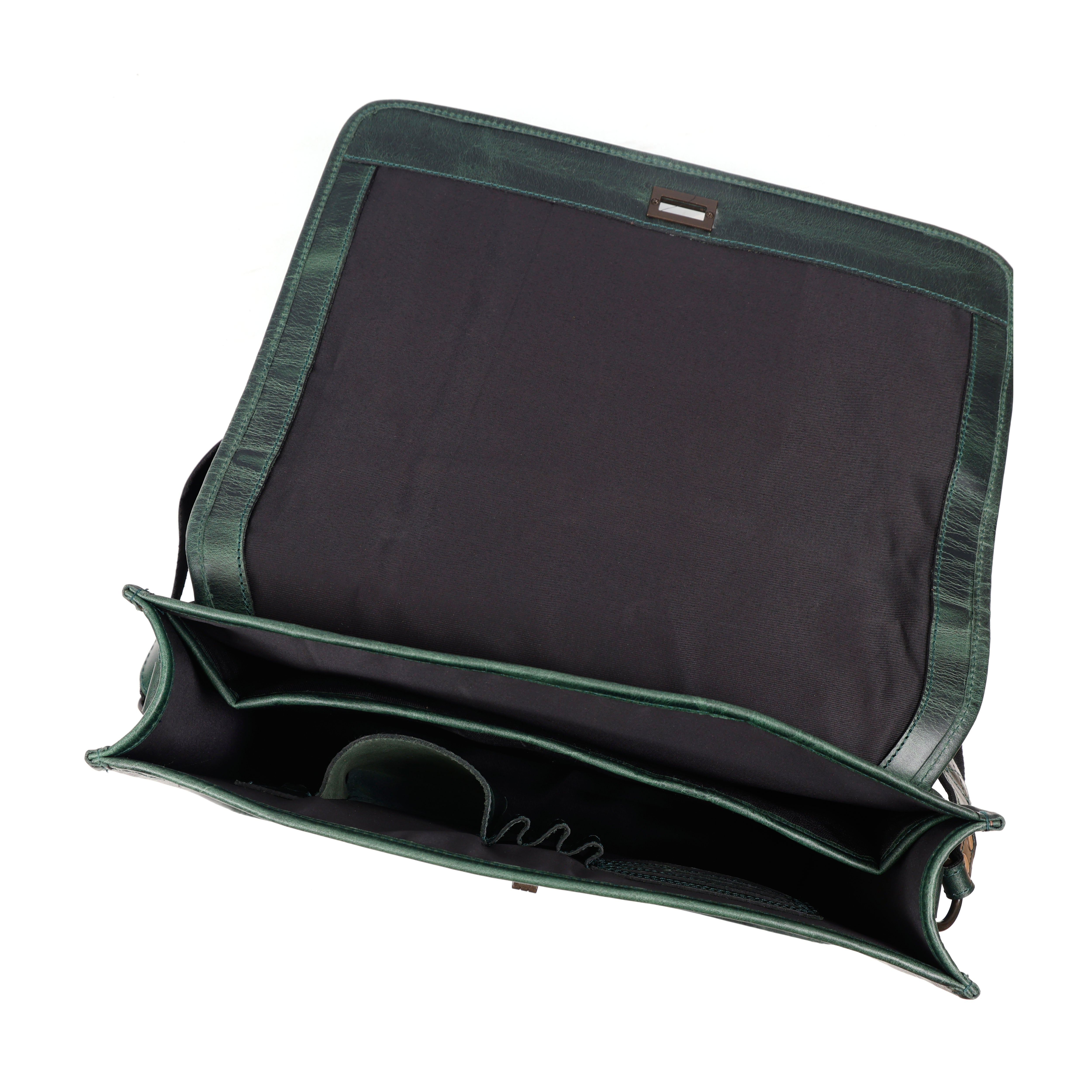 Parker Green Leather Messenger Bag for Men