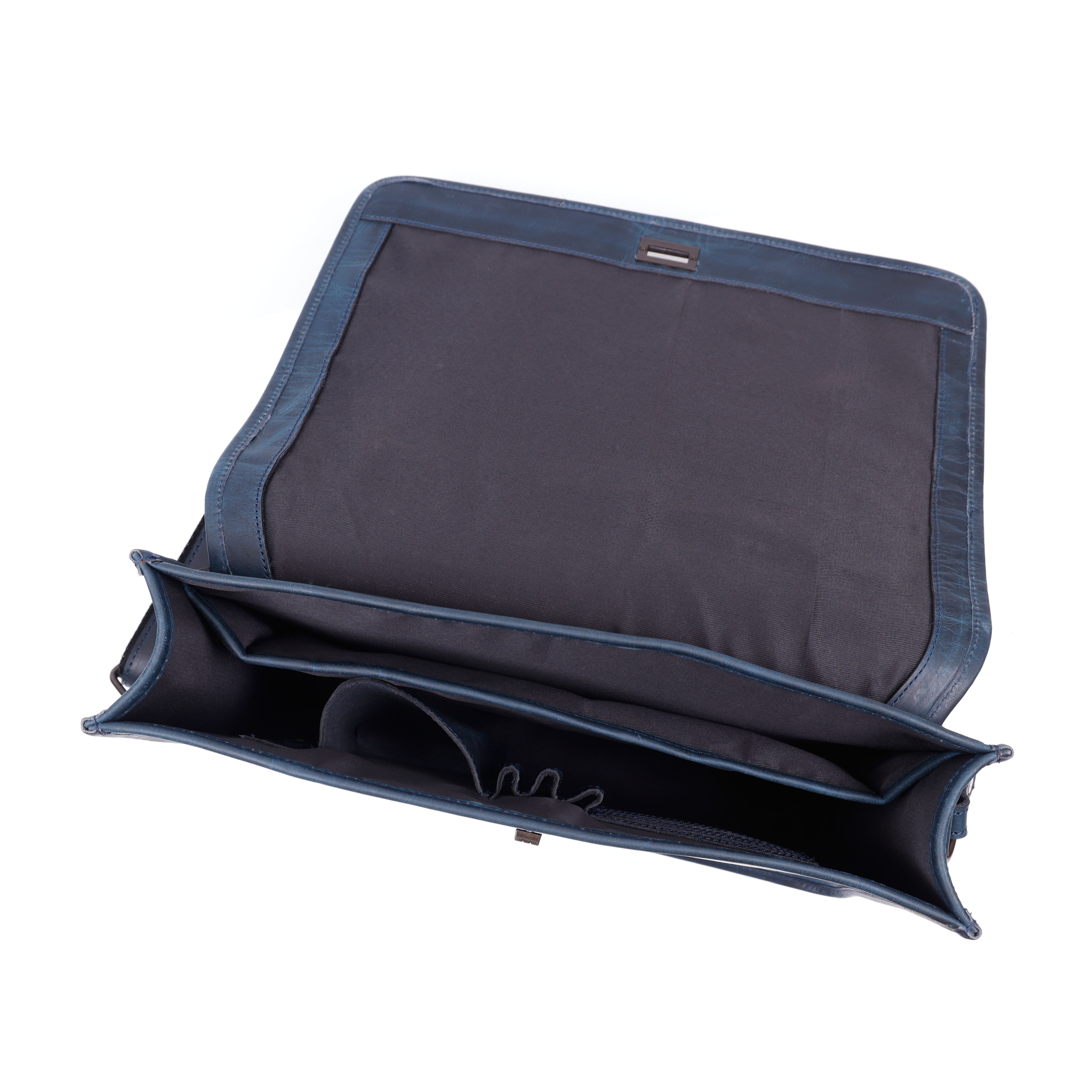 Parker Blue Leather Messenger Bag for Men