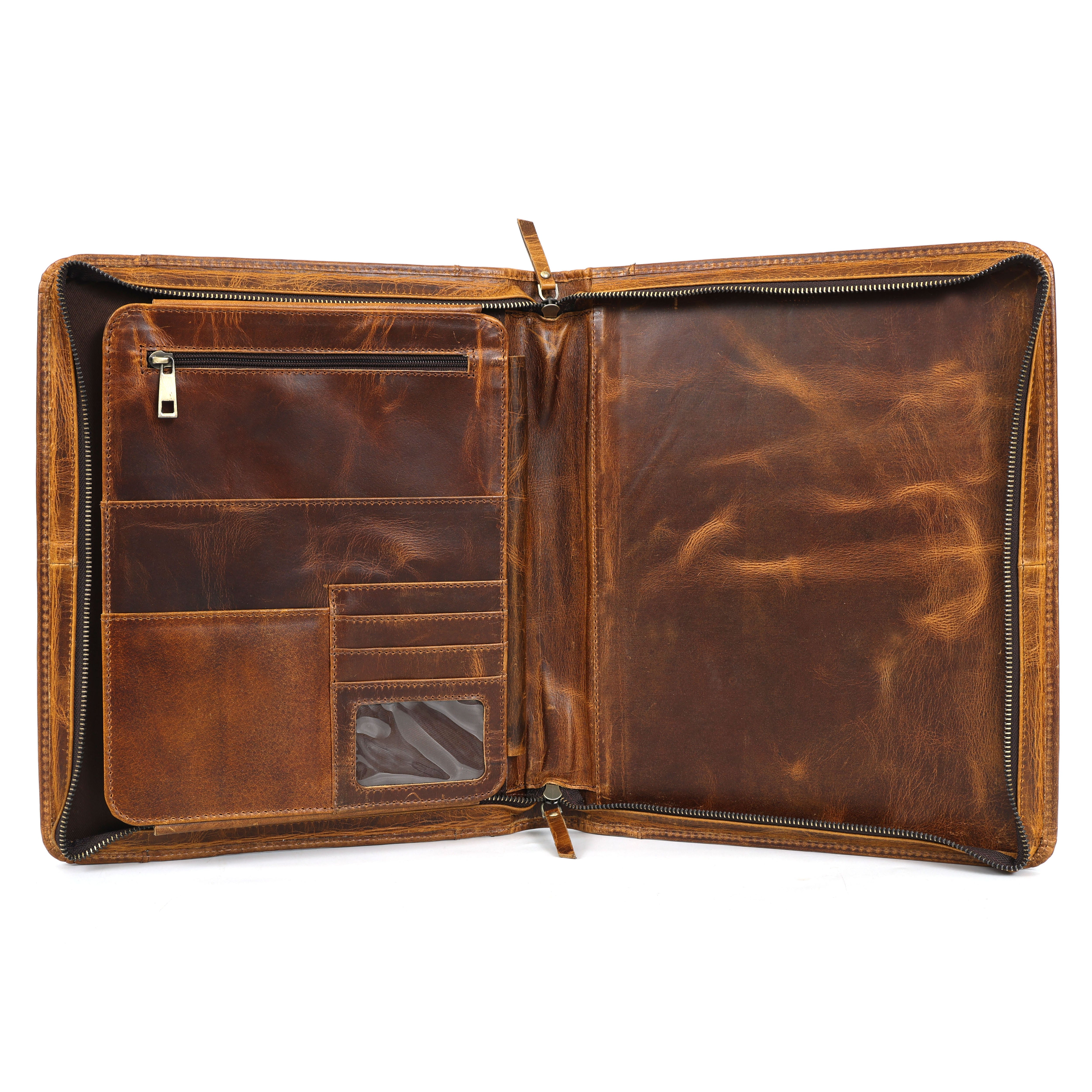 Premium Vintage Tan Buffalo Leather Combo Set – Duffel, Messenger Bag & Padfolio