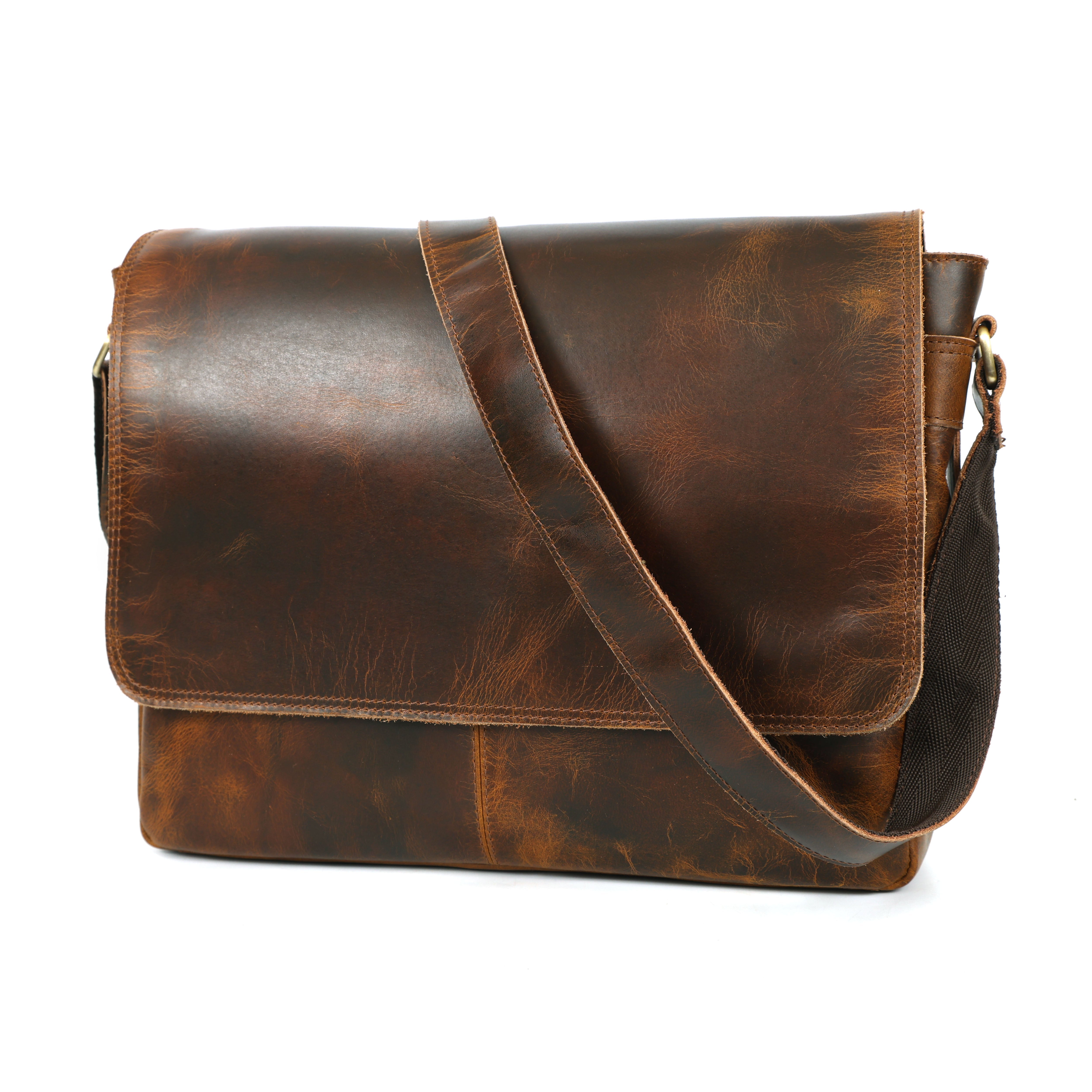 Sawyer Men's Buffalo Leather Messenger Bag – Vintage Work Satchel