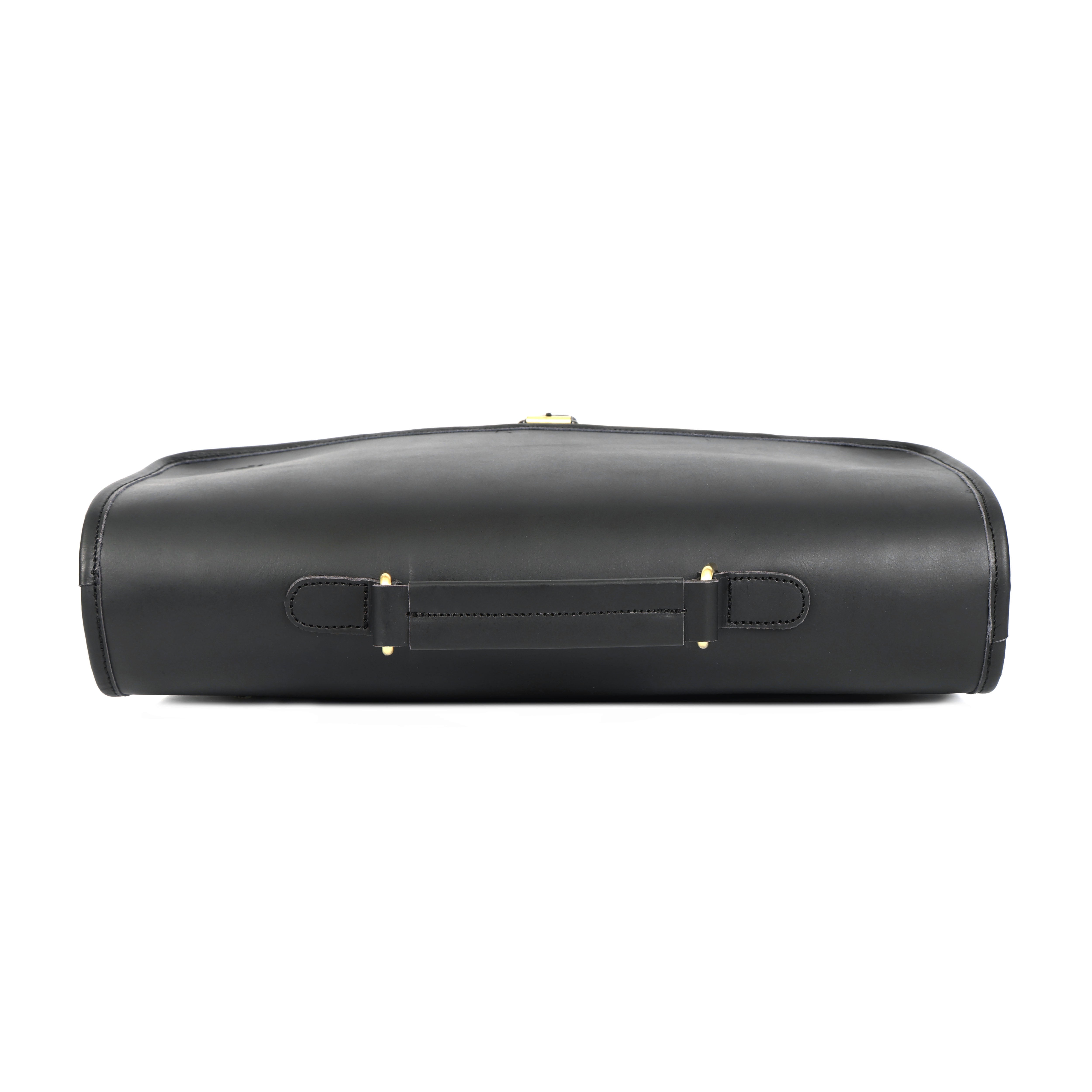 Midnight Black Buffalo Leather Messenger Bag – Men's Work & Laptop Satchel
