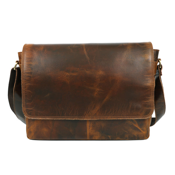 Sawyer Men's Buffalo Leather Messenger Bag – Vintage Work Satchel