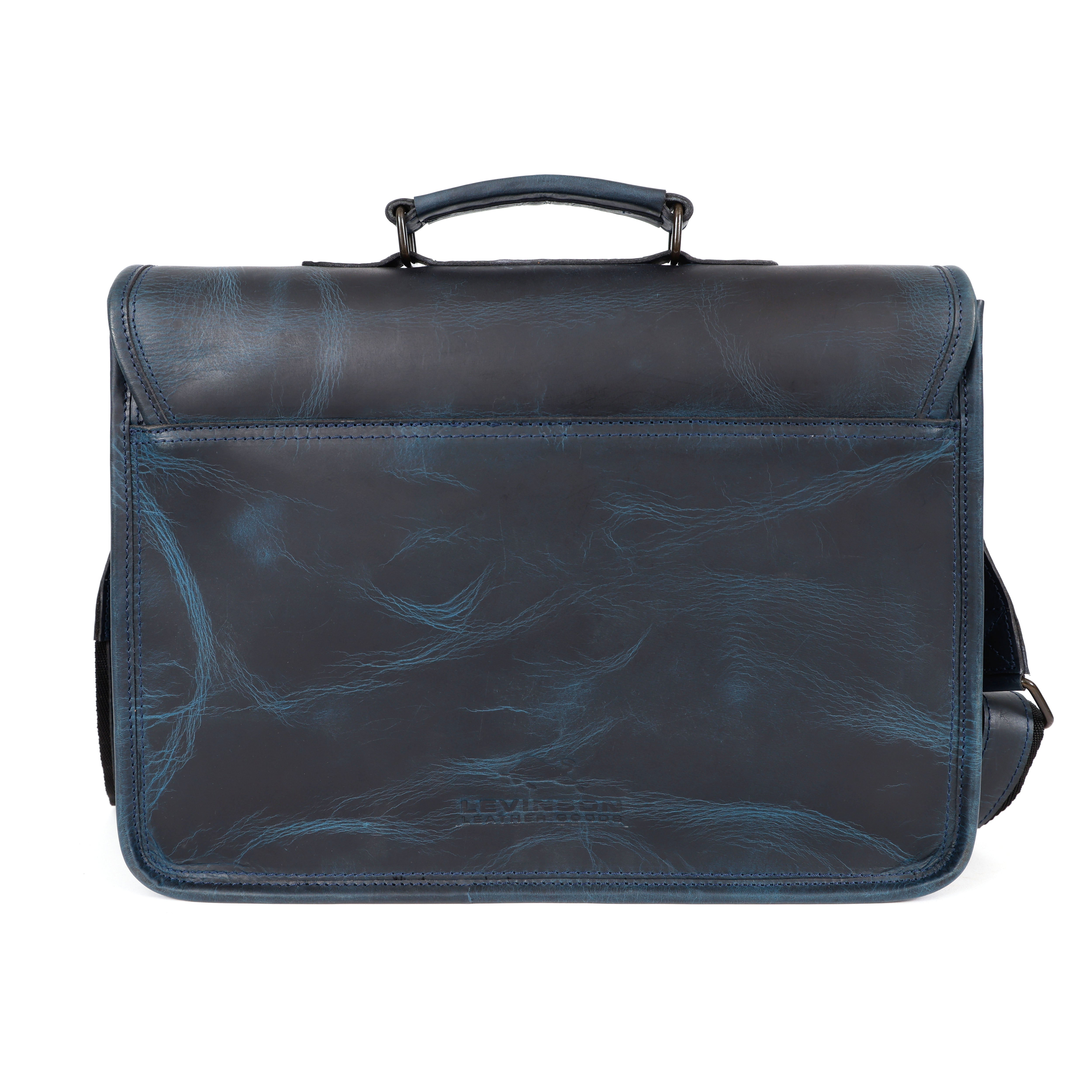 Parker Blue Leather Messenger Bag for Men