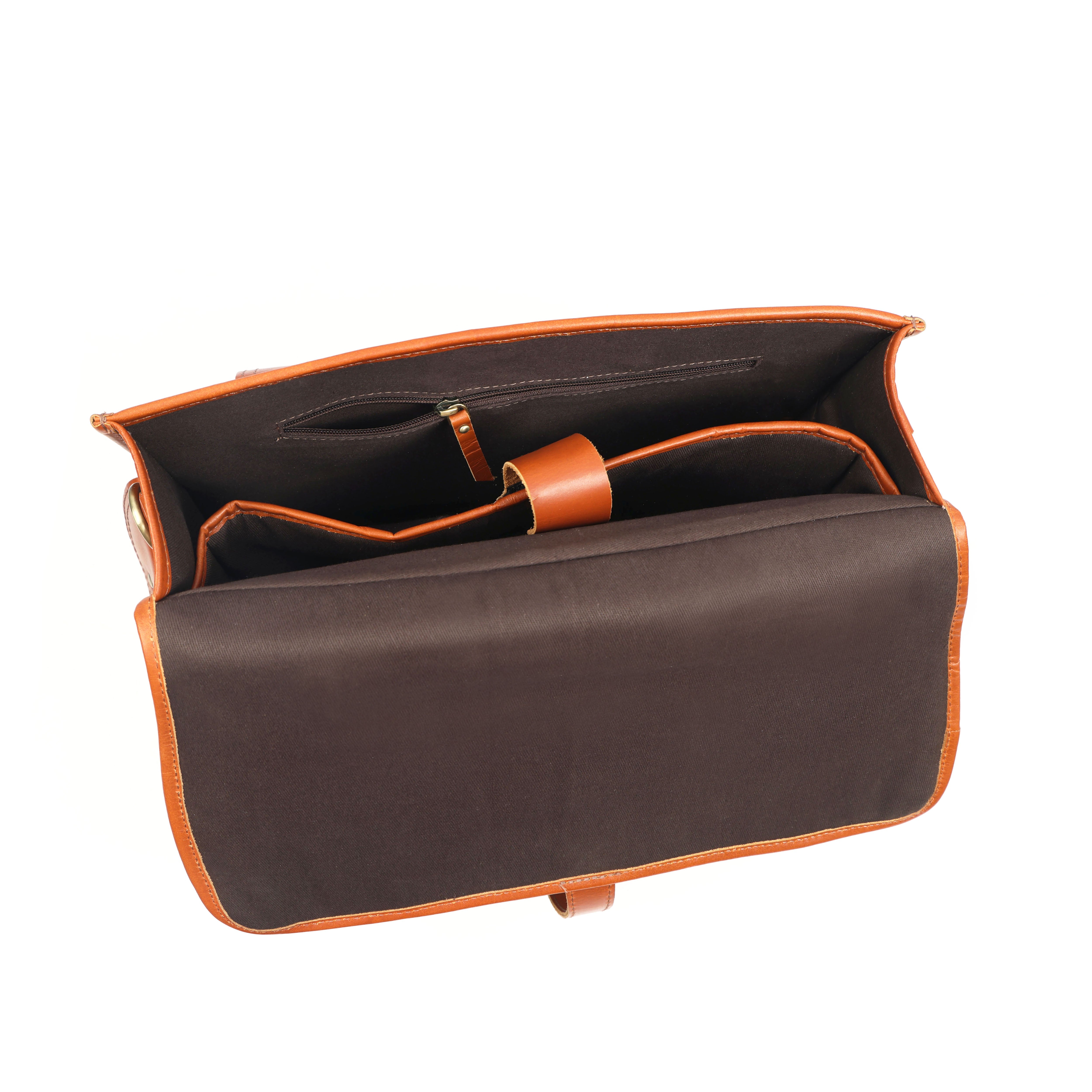 Brown Full-Grain Buffalo Leather Messenger Bag