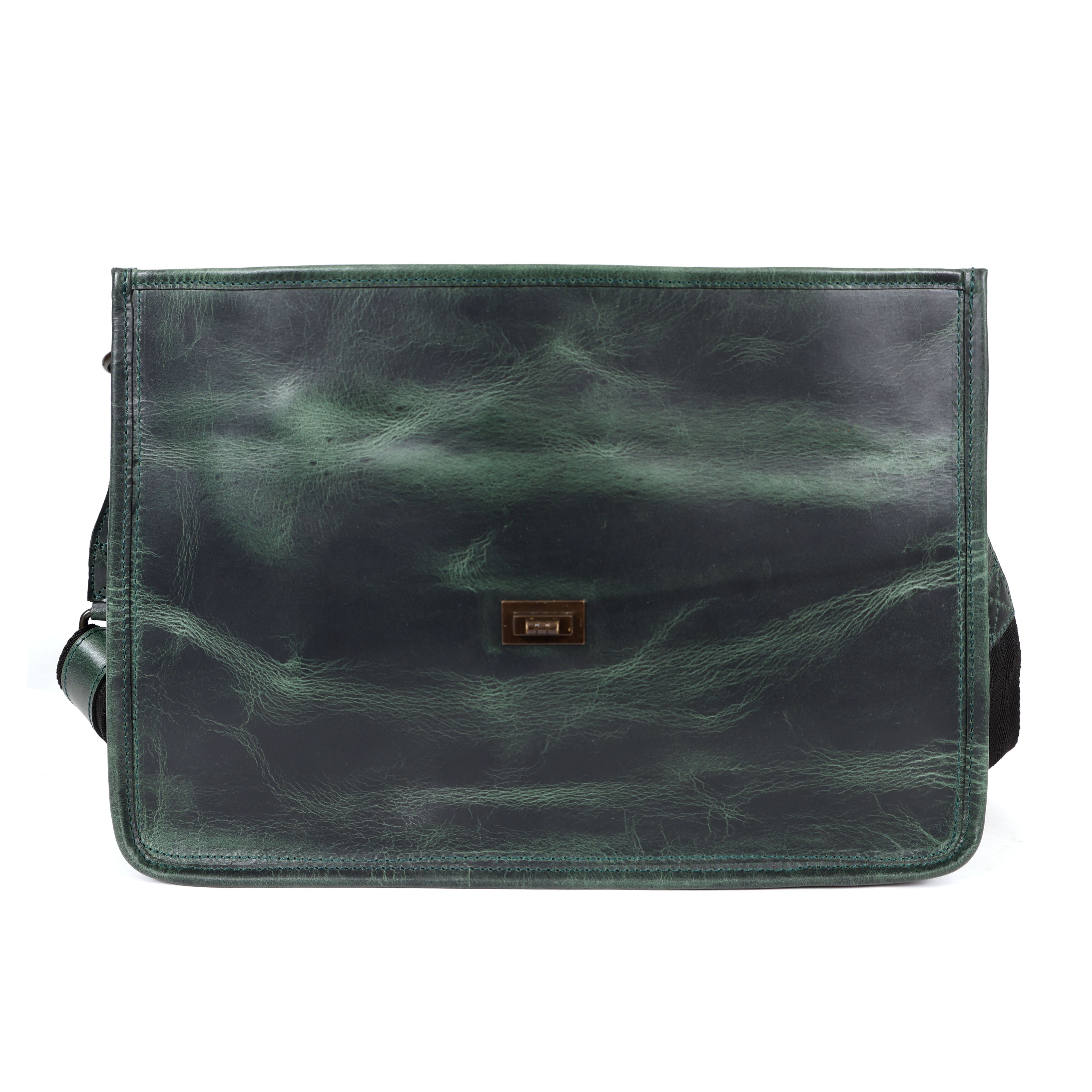 Parker Green Leather Messenger Bag for Men