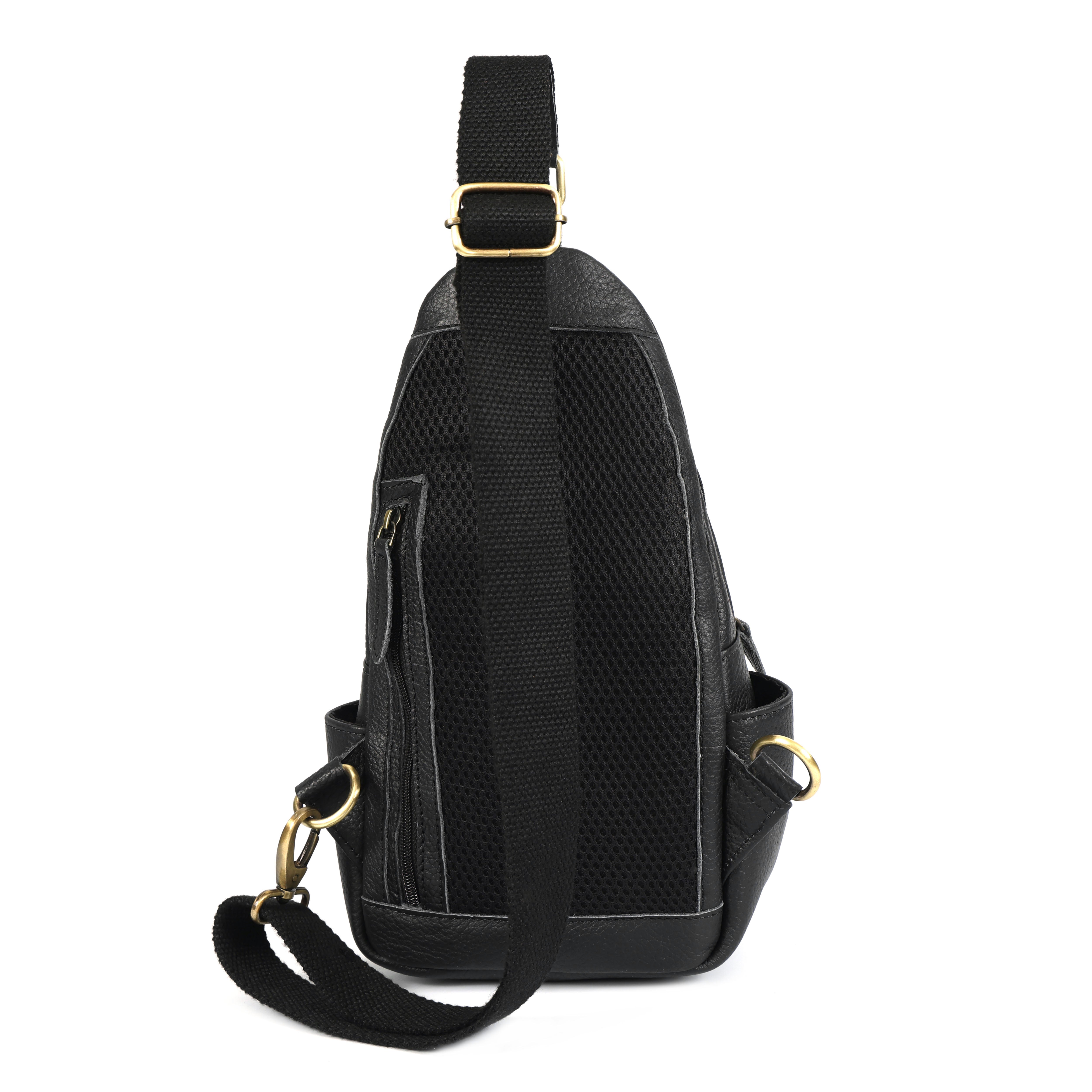 Emerson Black Buffalo Leather Sling Bag