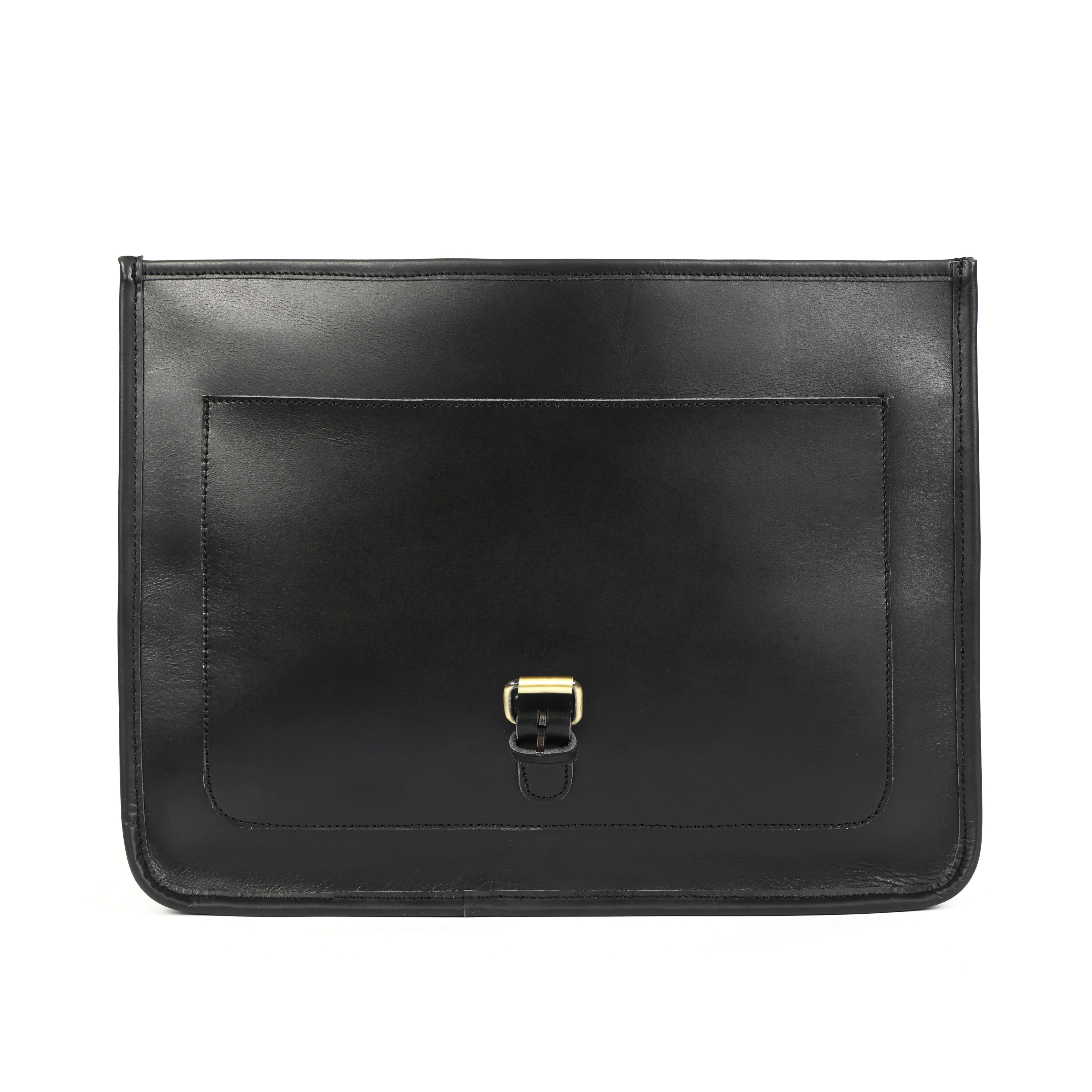 Midnight Black Buffalo Leather Messenger Bag – Men's Work & Laptop Satchel