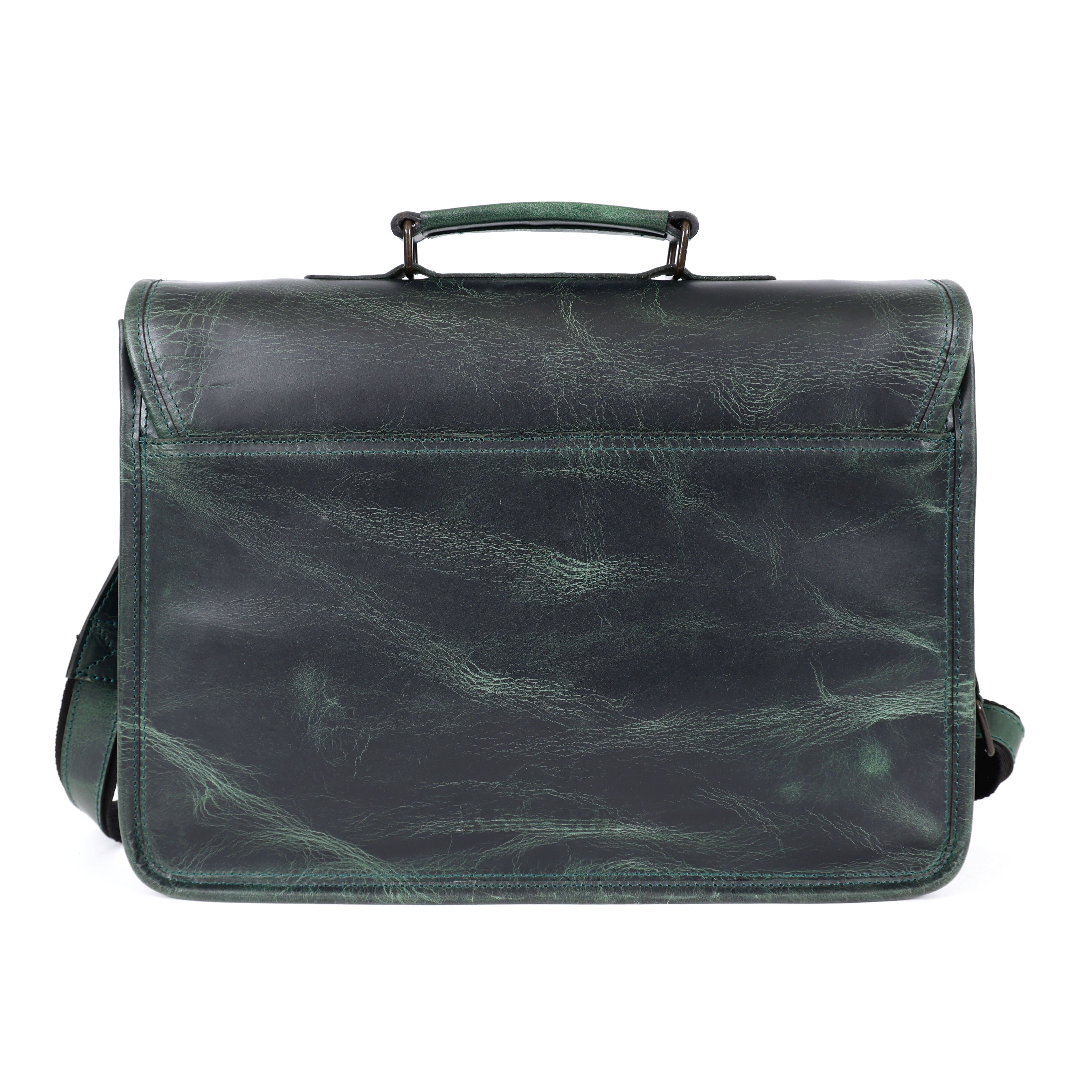Parker Green Leather Messenger Bag for Men