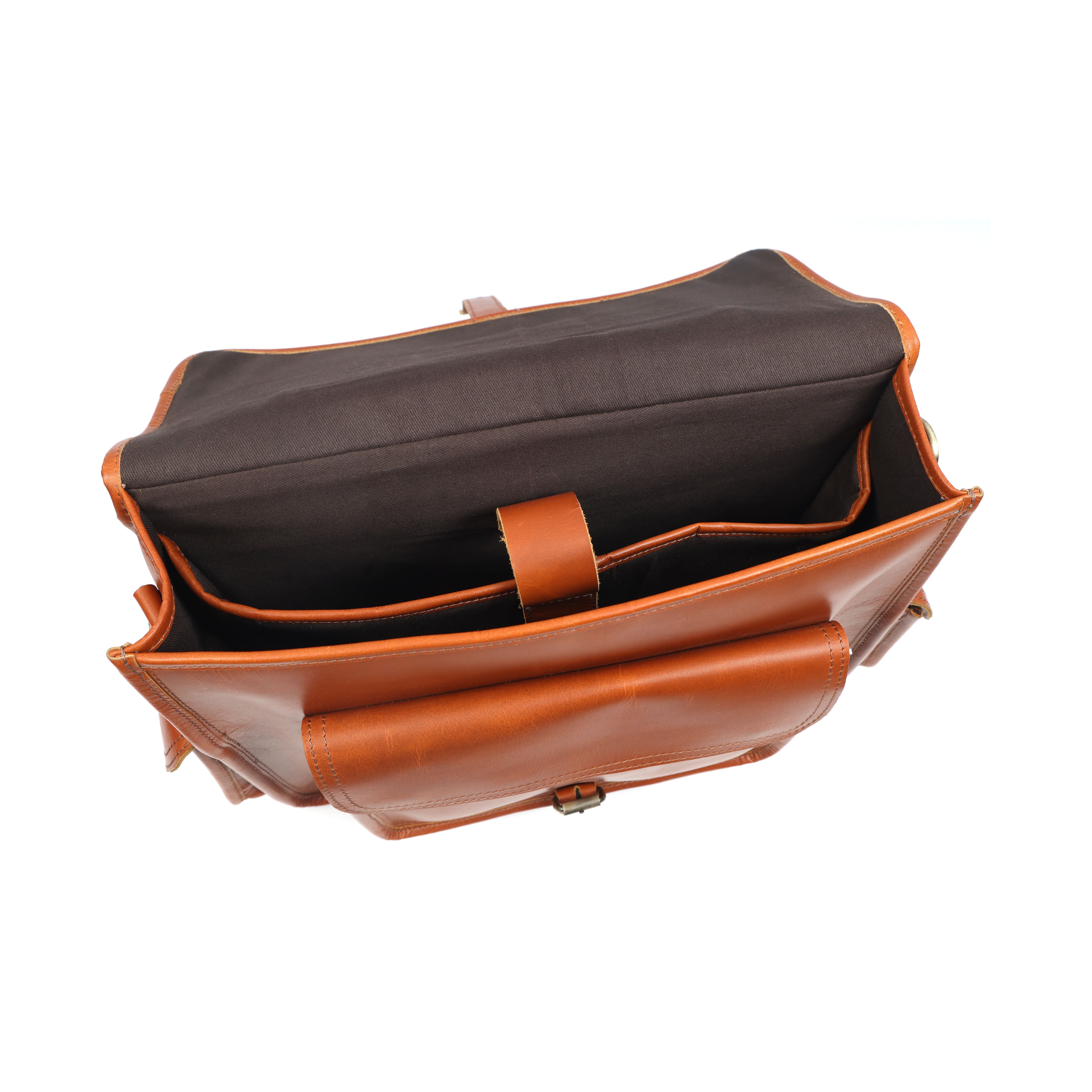 Brown Full-Grain Buffalo Leather Messenger Bag