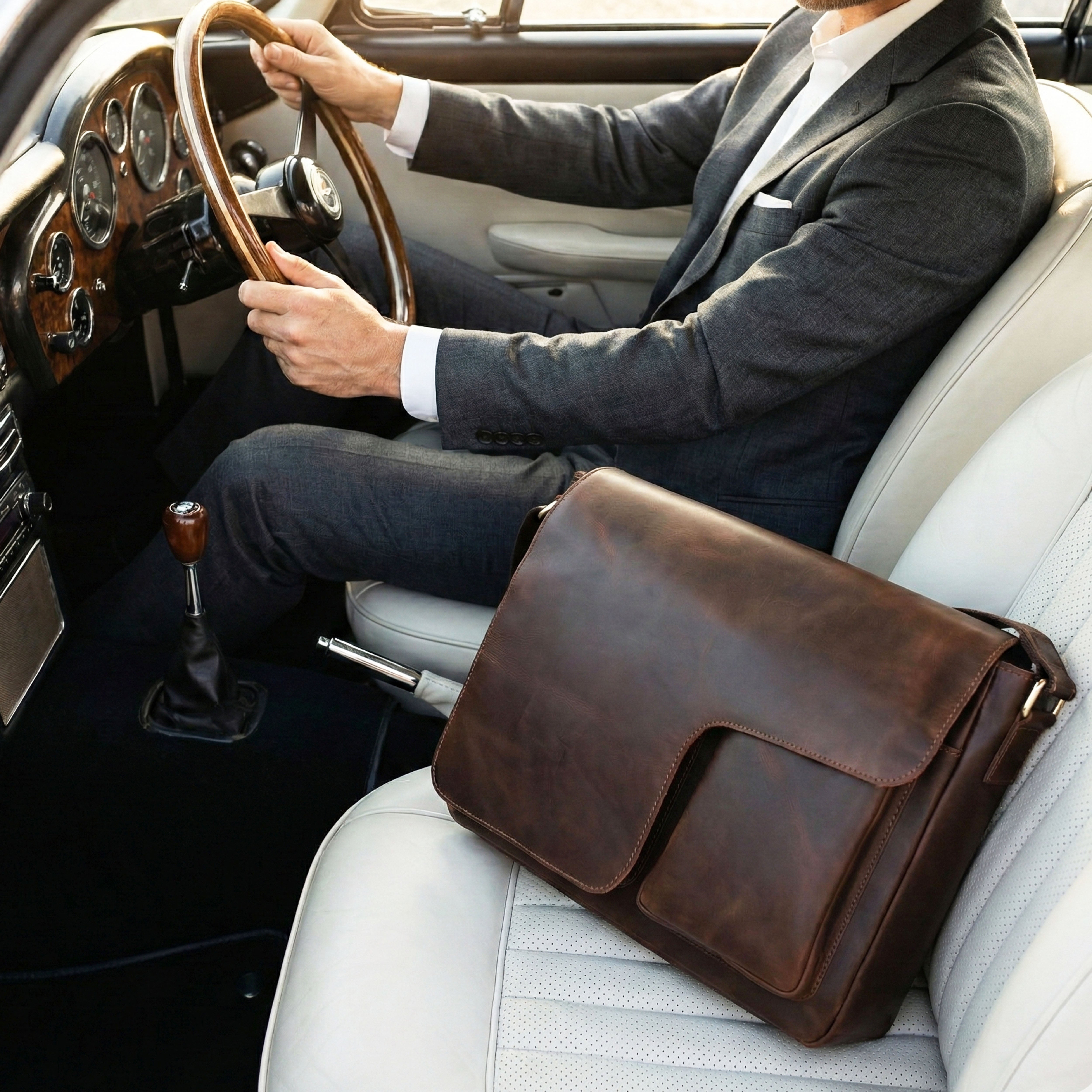 Vintage Buffalo Leather Messenger Bag