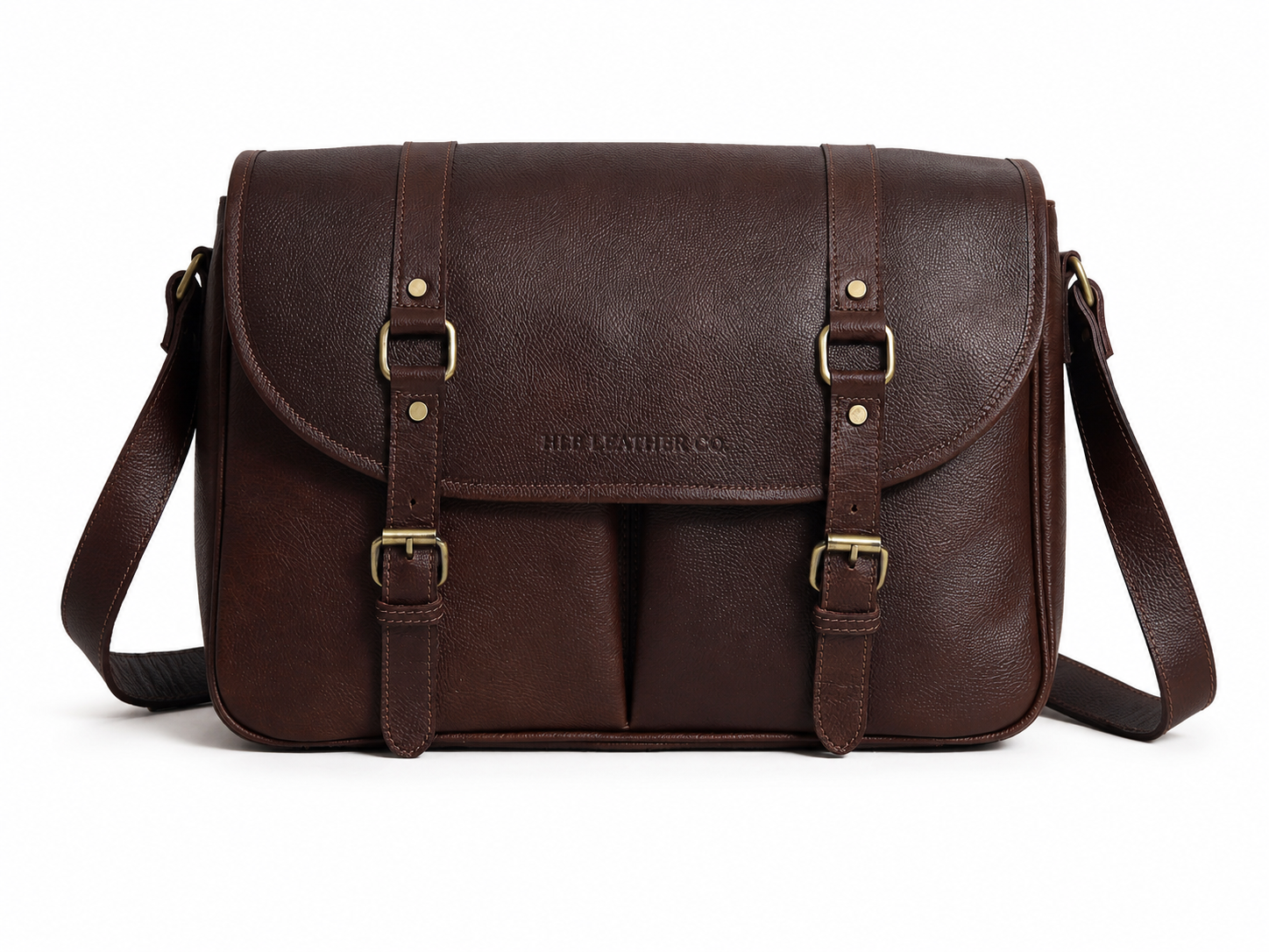 Brown Buffalo Leather Messenger Bag for Work