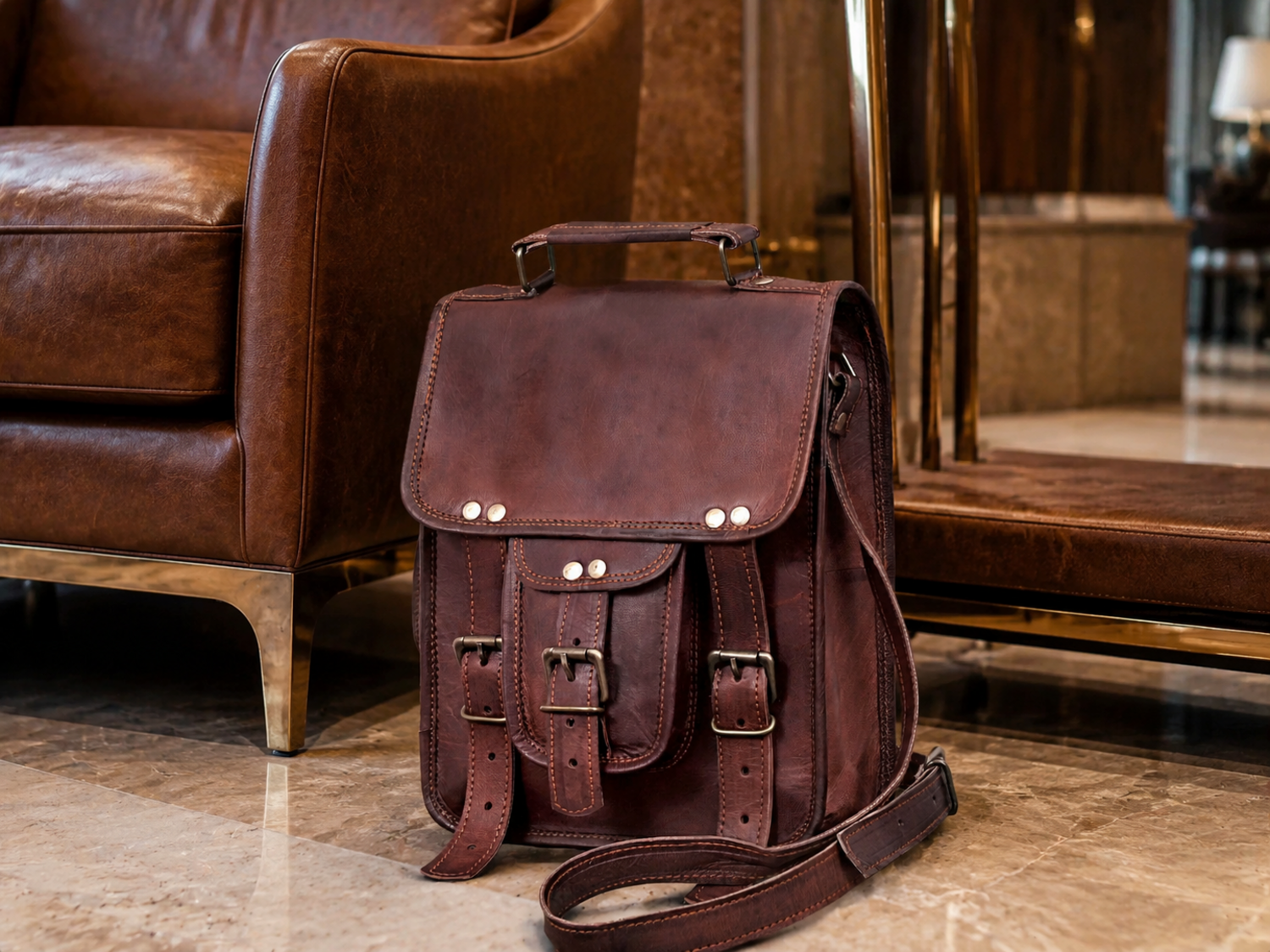 Windsor Vintage Goat Leather Crossbody Bag – Tablet & Everyday Shoulder Bag