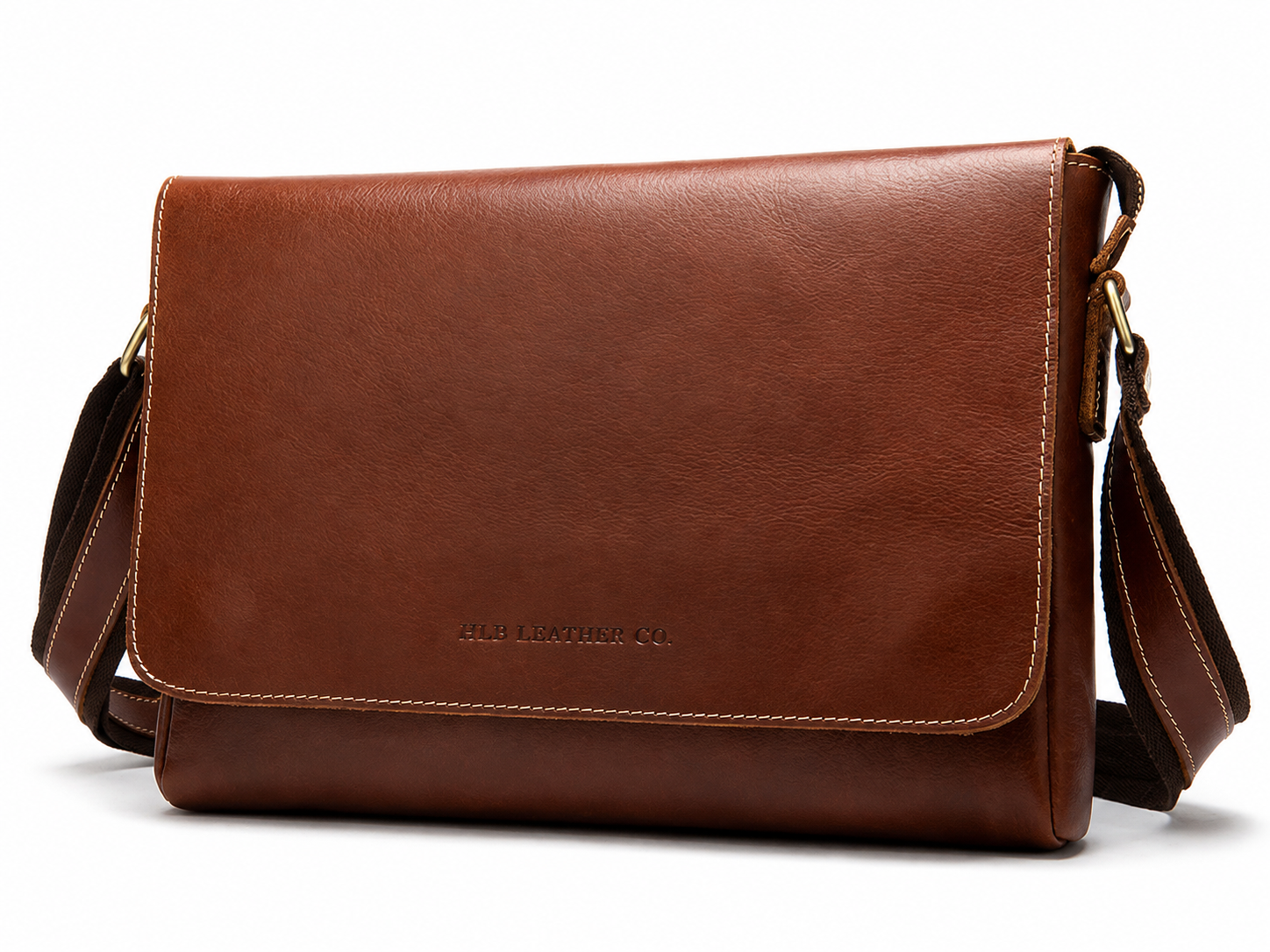 Vintage Full-Grain Leather Laptop Messenger Bag