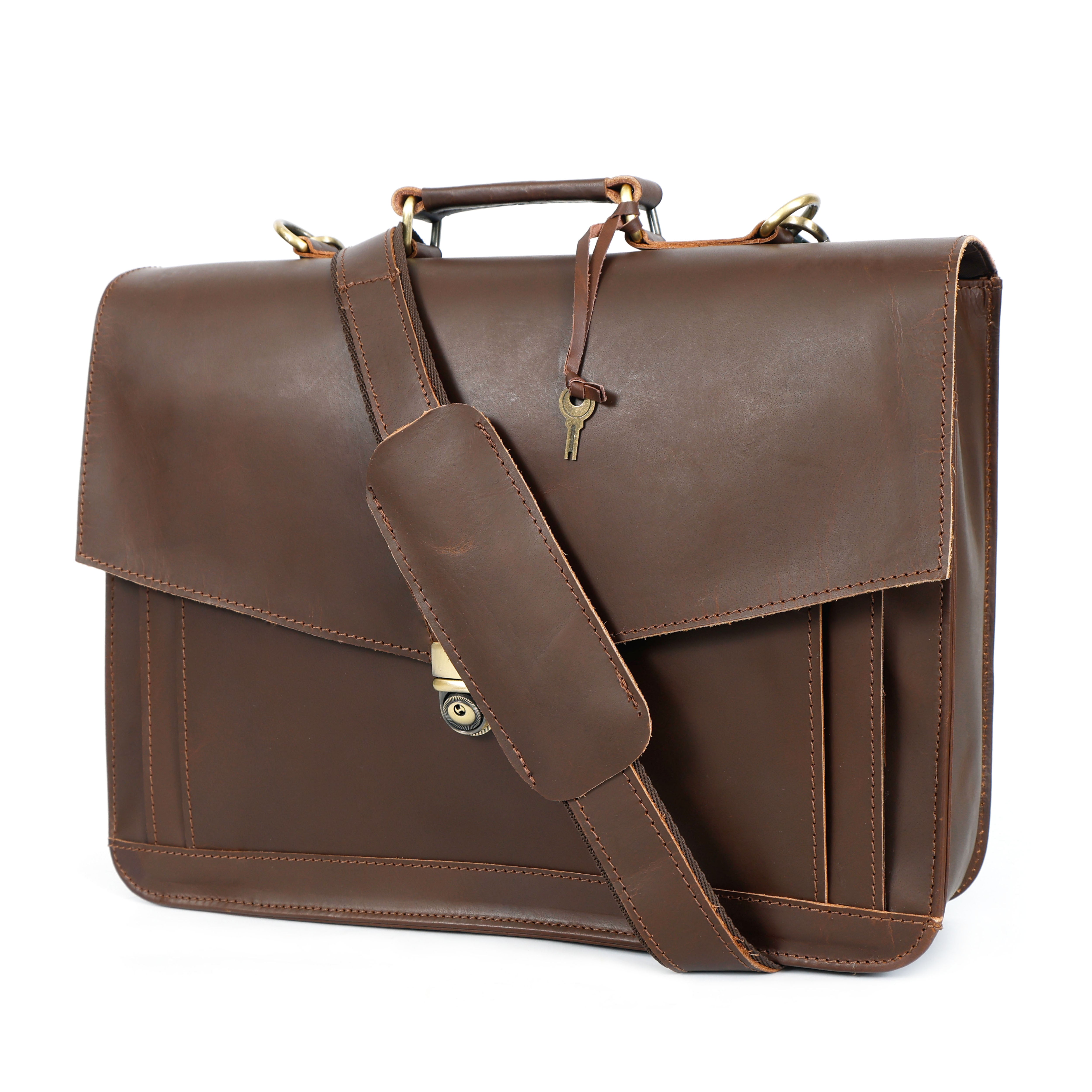 Bennett Men's Buffalo Leather Messenger Bag – Vintage Work Satchel