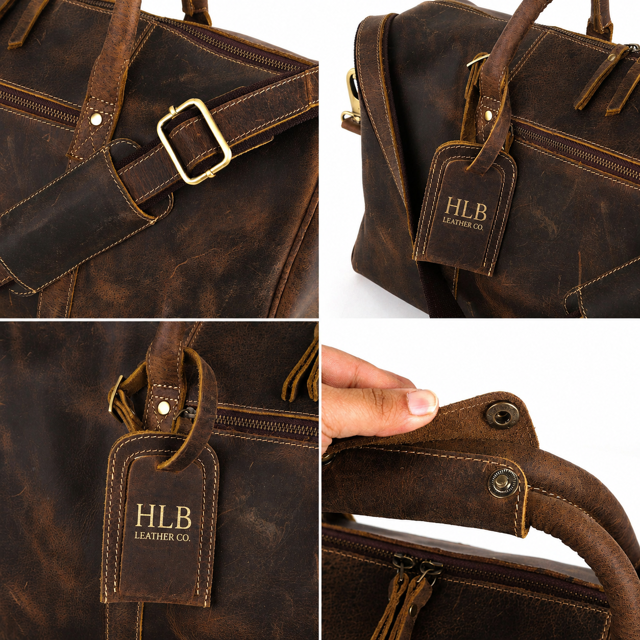 Leather 20-Inch Travel Duffel Bag for Men and Women - Full Grain Leather Overnight, Weekend, Gym, and Sports Bag