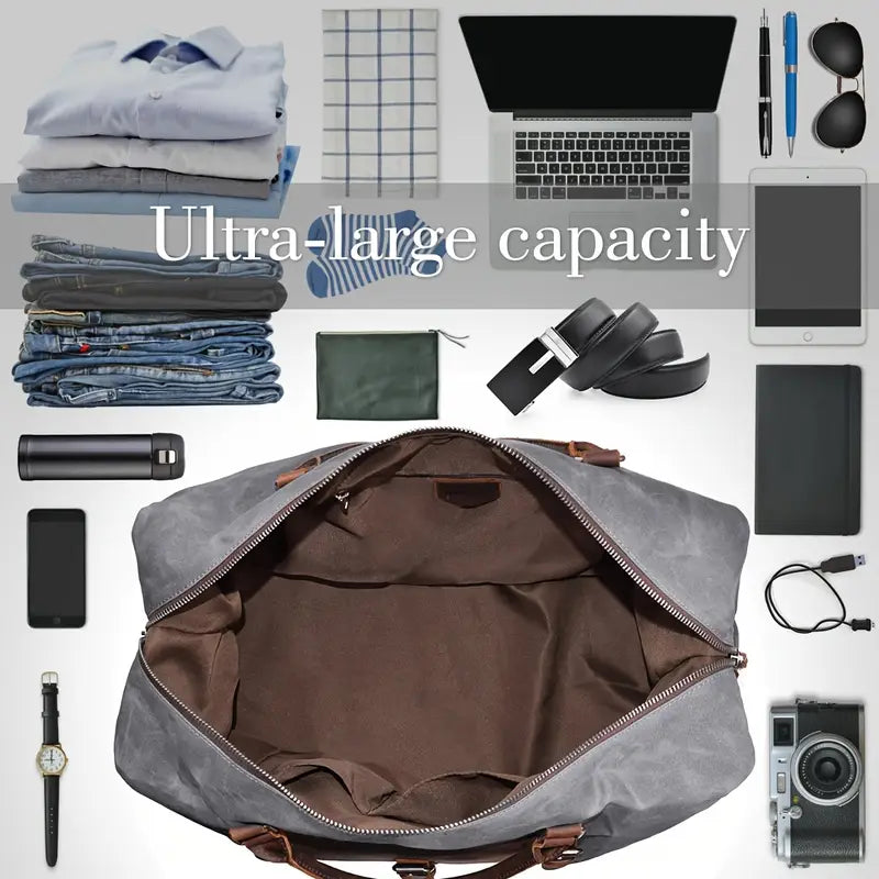 Vintage Canvas Leather Duffle Bag