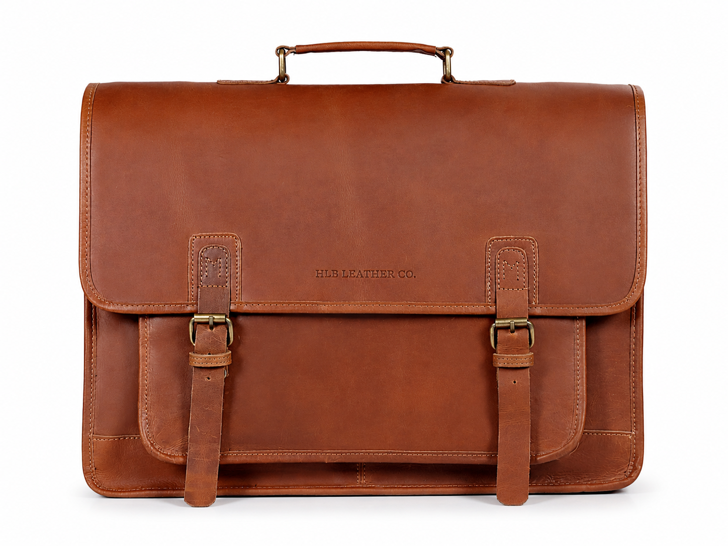 Tan Full-Grain Buffalo Leather Laptop Messenger Bag