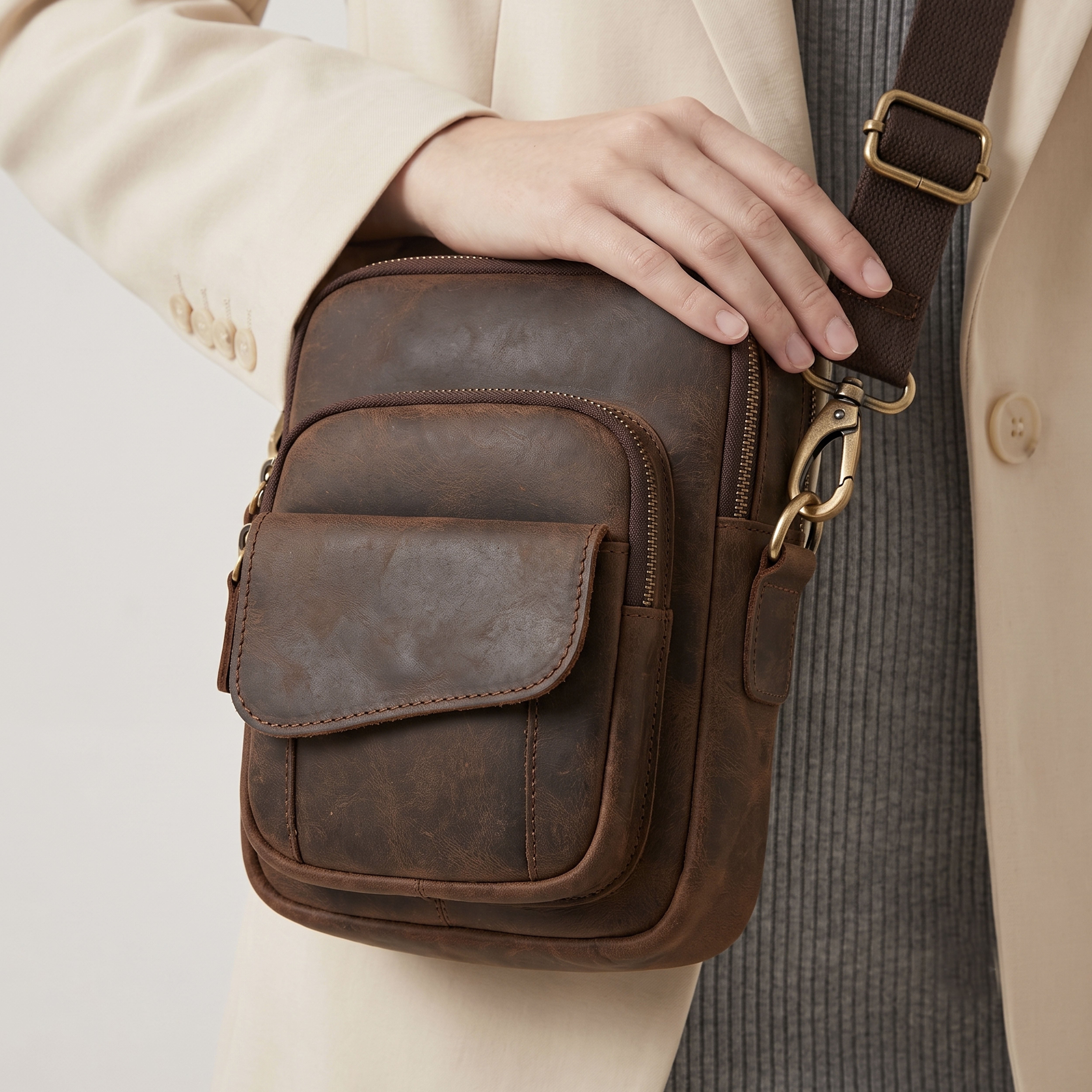 Cali Buffalo Leather Crossbody Bag