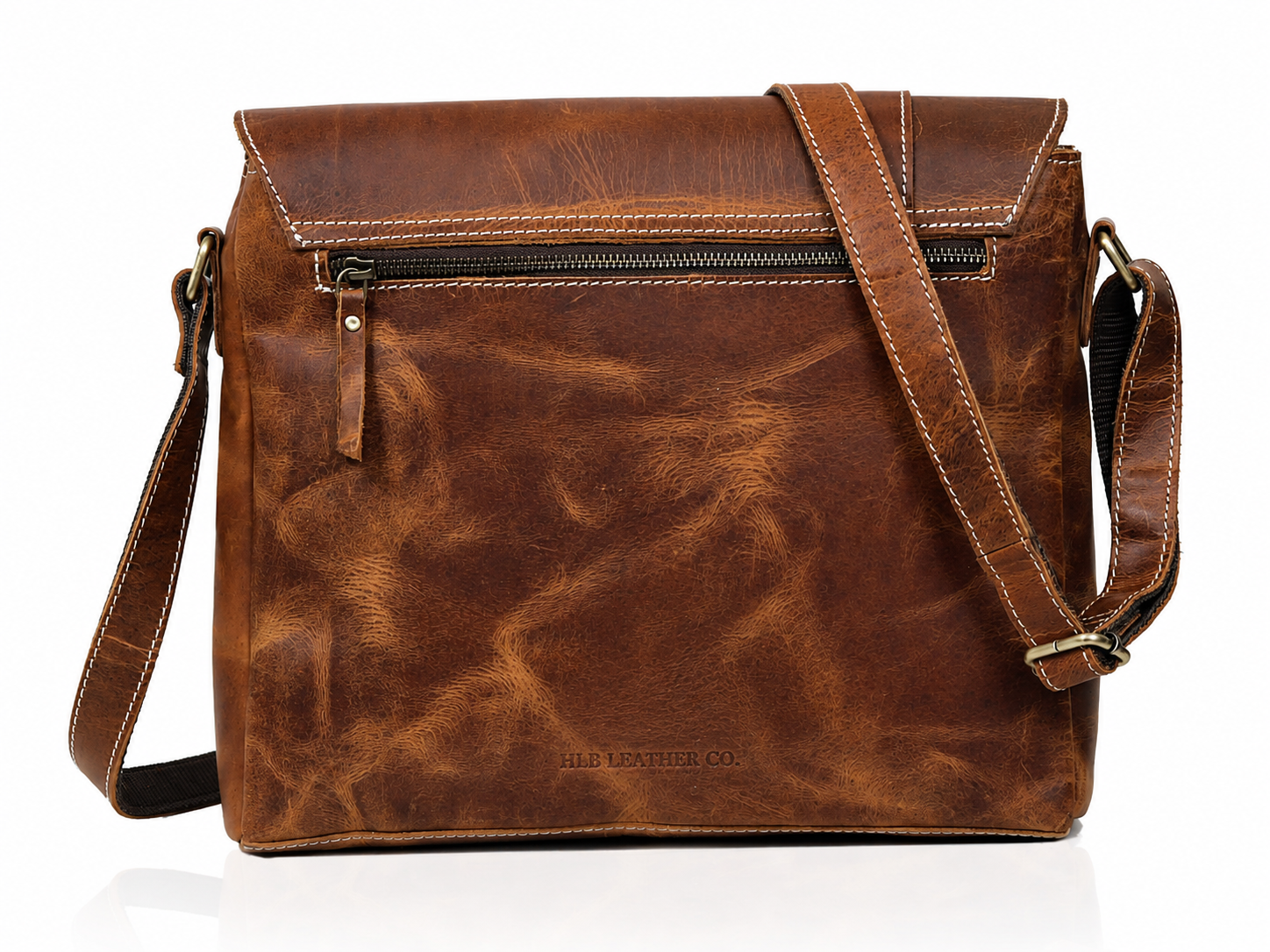 Full-Grain Buffalo Leather Laptop Messenger Bag