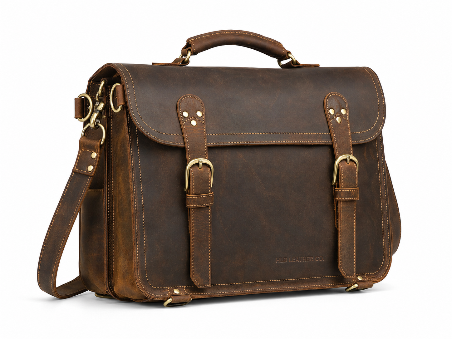 Classic Vintage Full-Grain Leather Briefcase