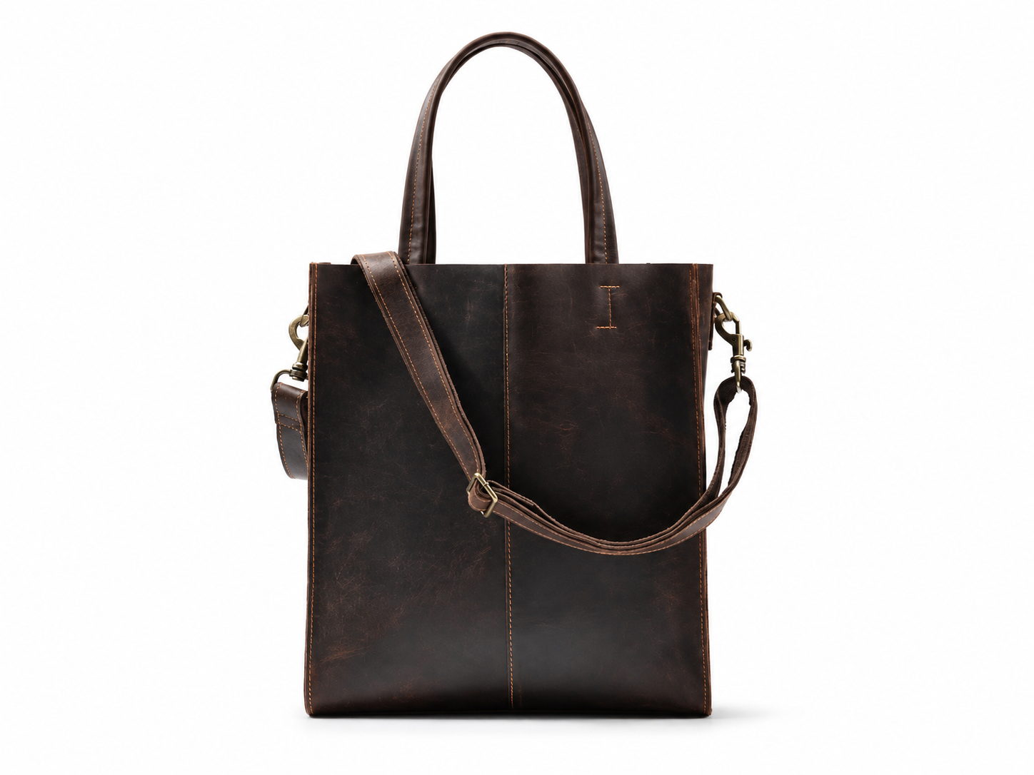 Unisex Full-Grain Leather Shoulder Messenger Tote Bag