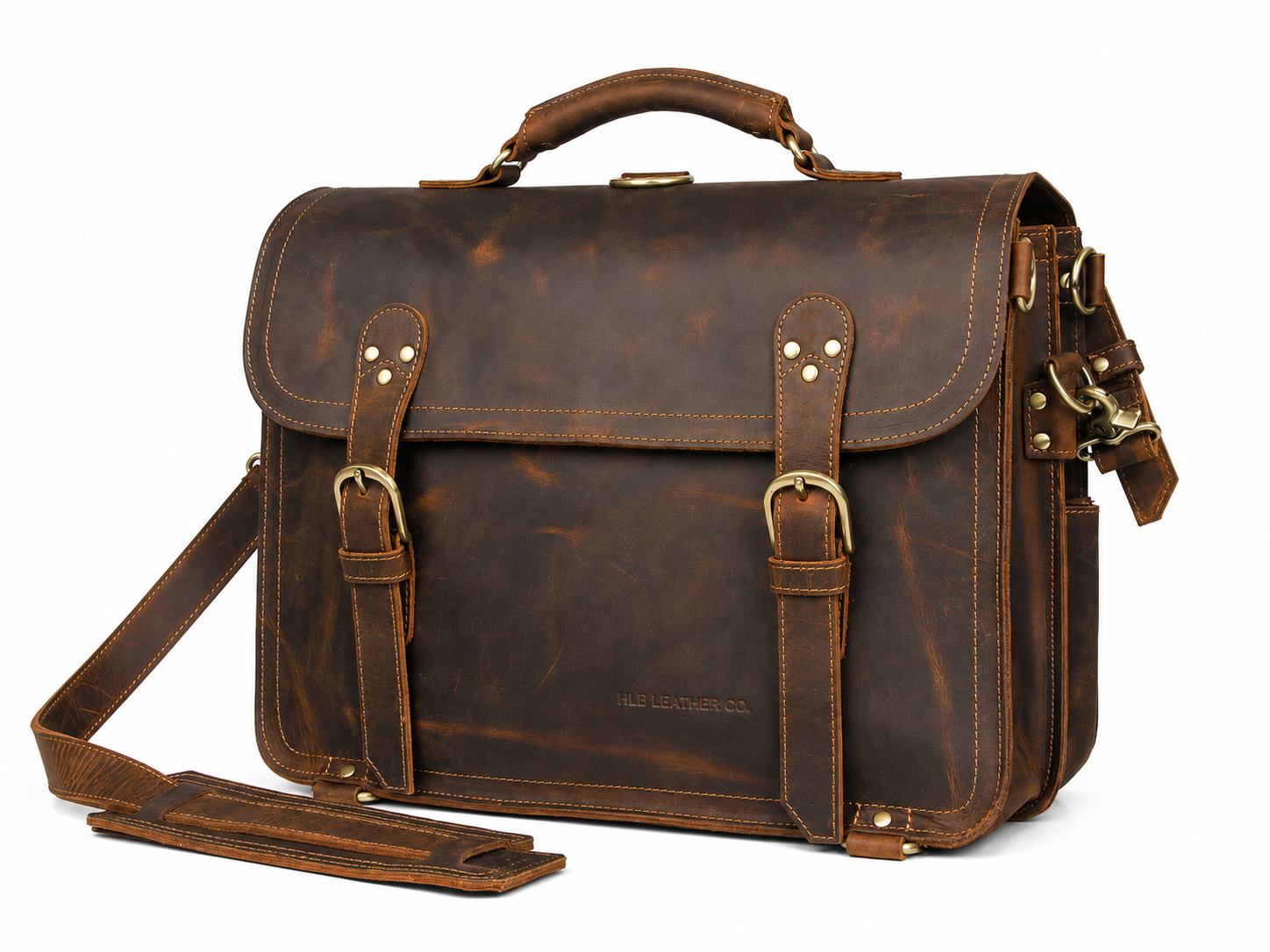 Classic Vintage Full-Grain Leather Briefcase