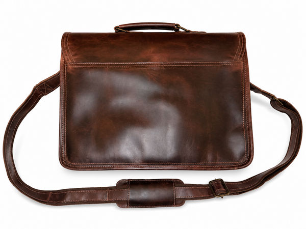 Open Box Full-Grain Buffalo Leather Messenger Bag for Men