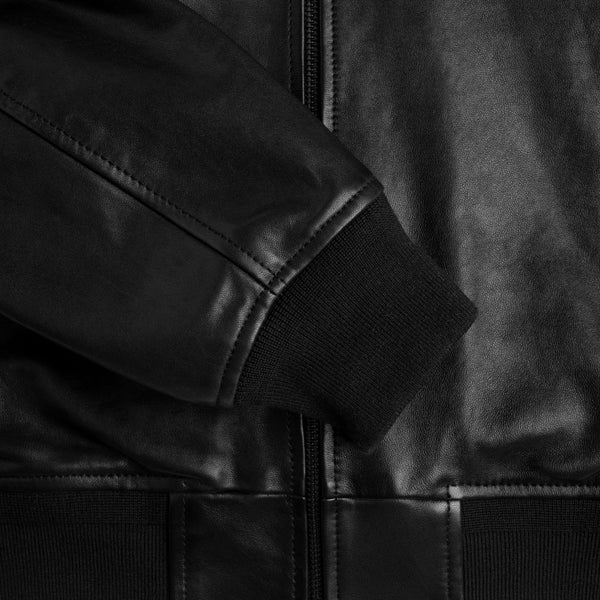 Women’s Black Full-Grain Leather Varsity Jacket