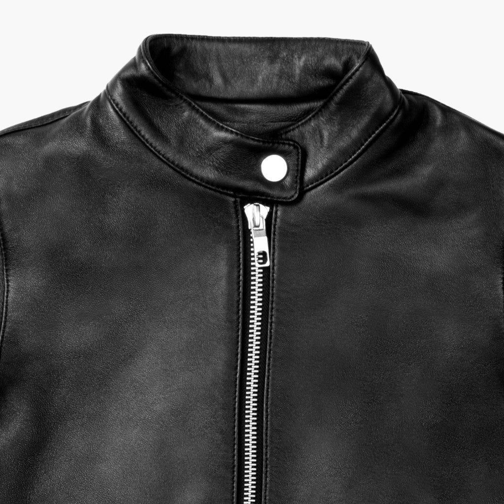 Women’s Black Lambskin Leather Racer Jacket