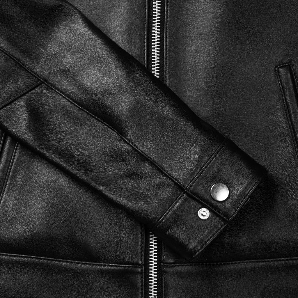Women’s Black Lambskin Leather Racer Jacket