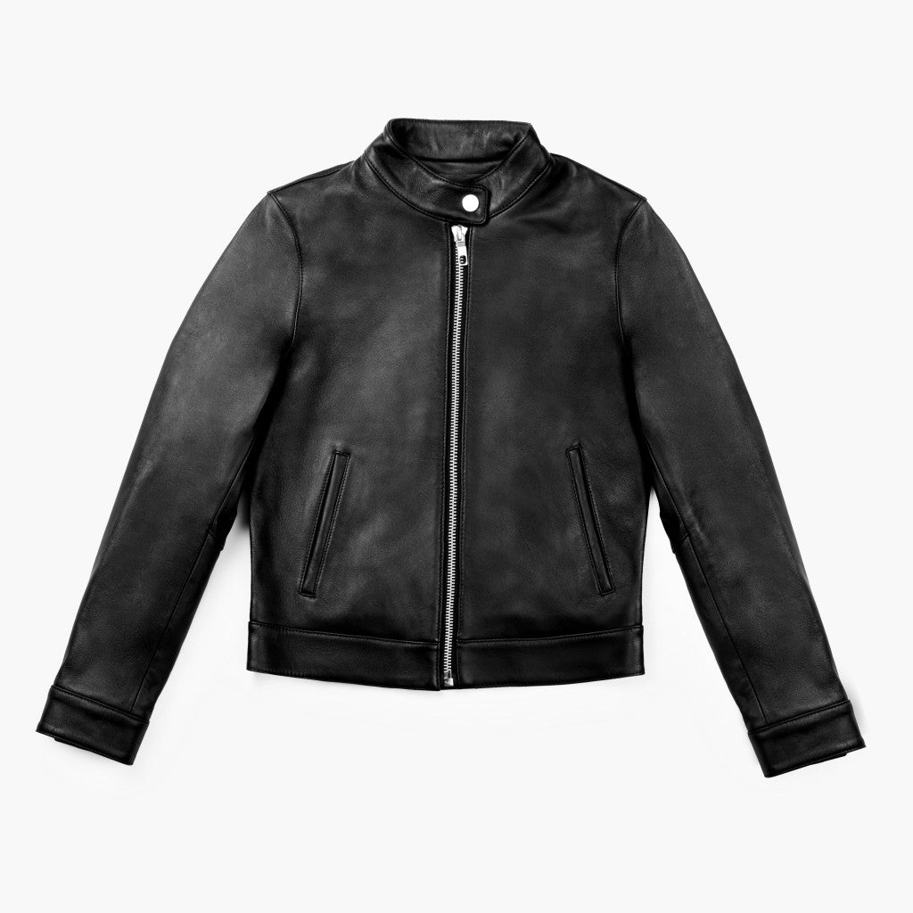 Women’s Black Lambskin Leather Racer Jacket