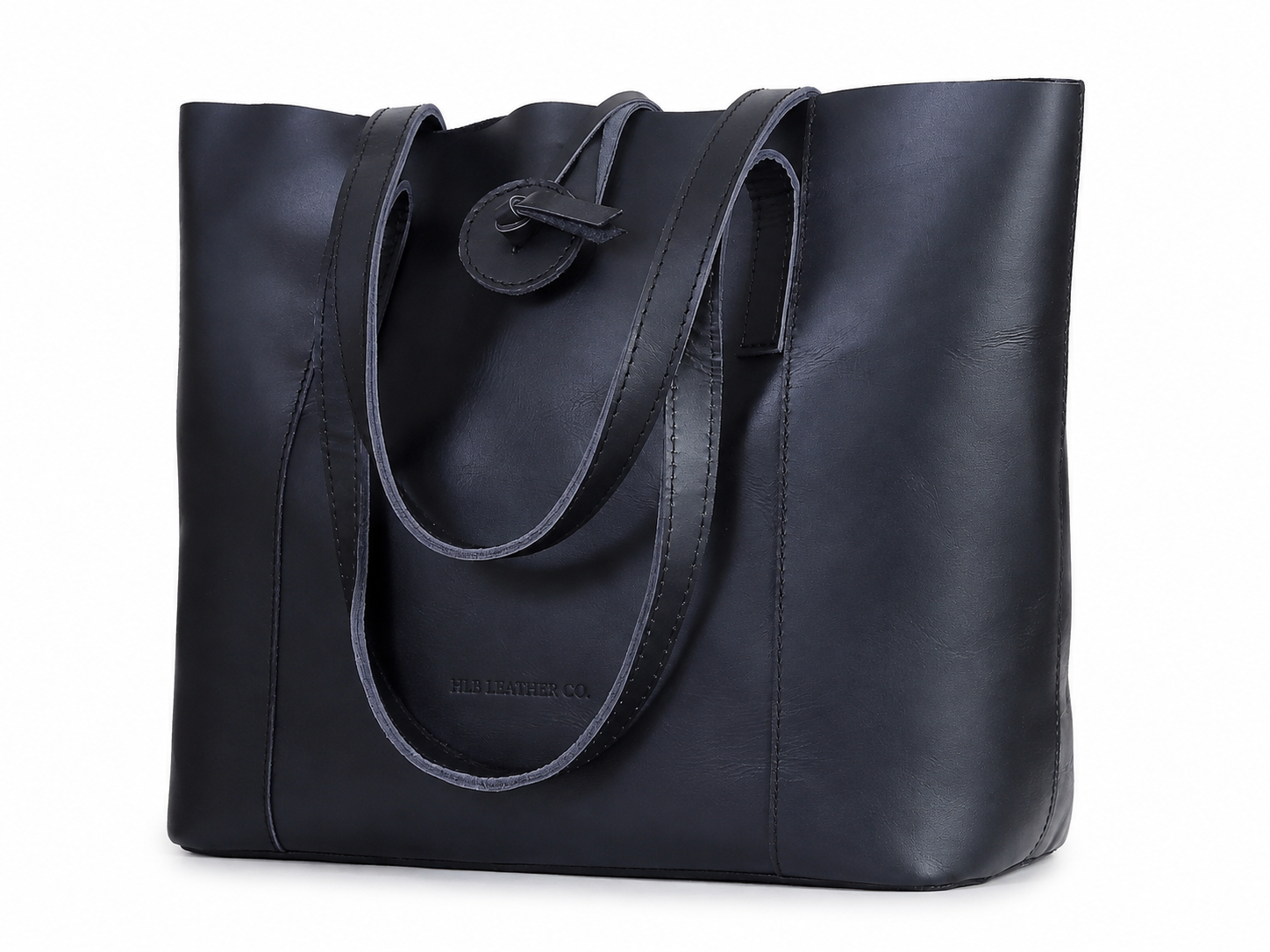 HLB LEATHER TOTE BAG - BLACK