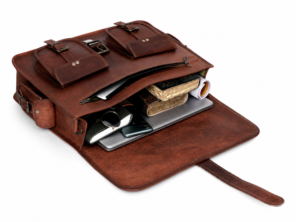 Full-Grain Leather Laptop Messenger Bag