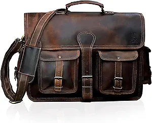 Full-Grain Leather Laptop Messenger Bag