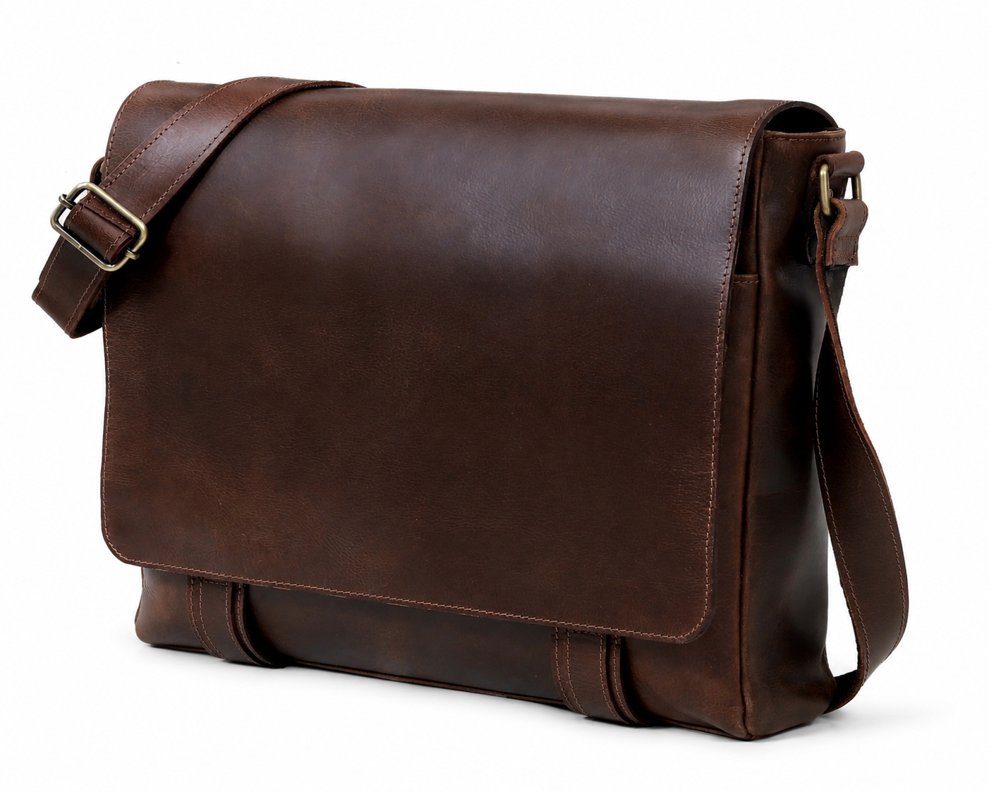 Water Buffalo Leather Messenger Bag for Men
