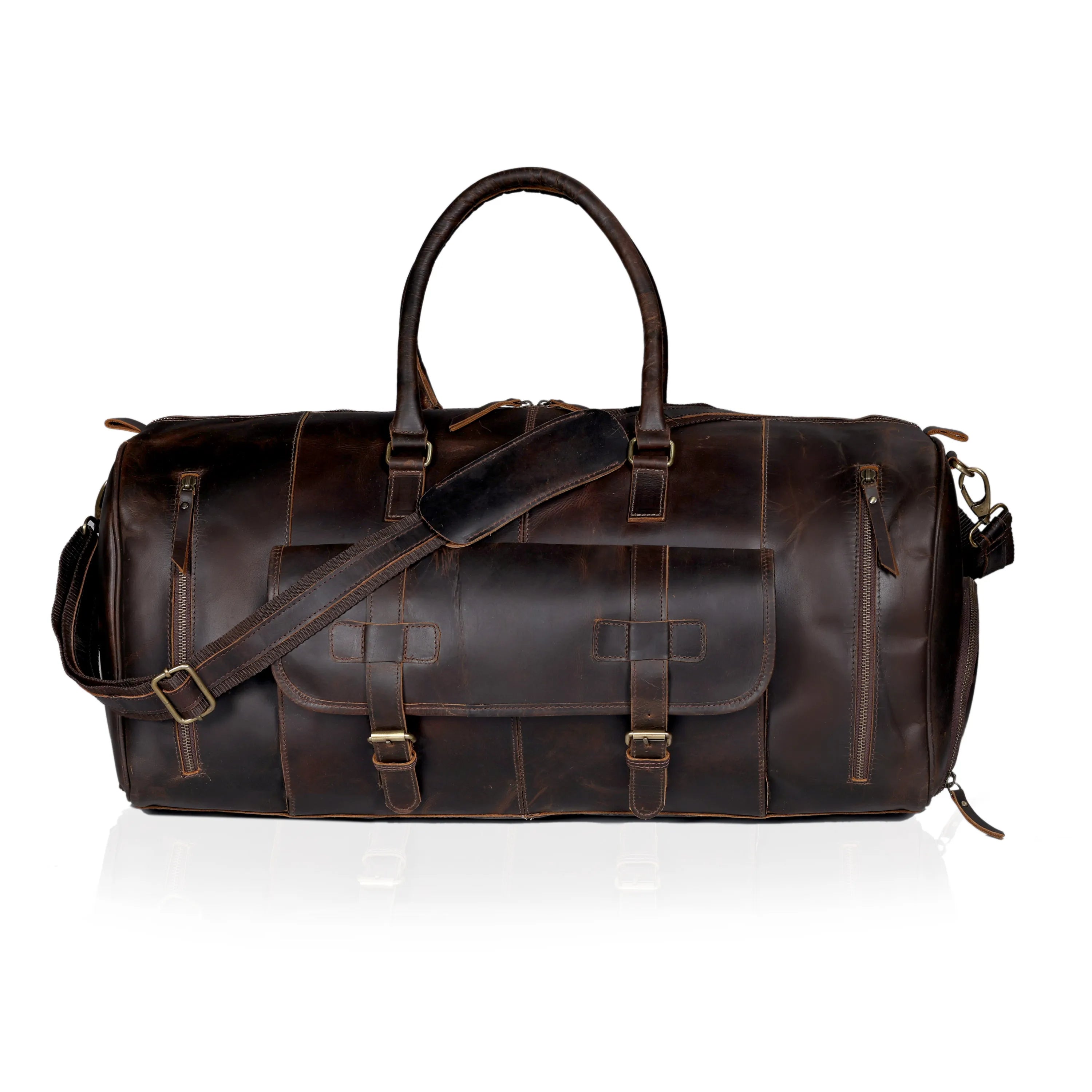 Mars Leather Duffel Bag For Men - Dark Brown