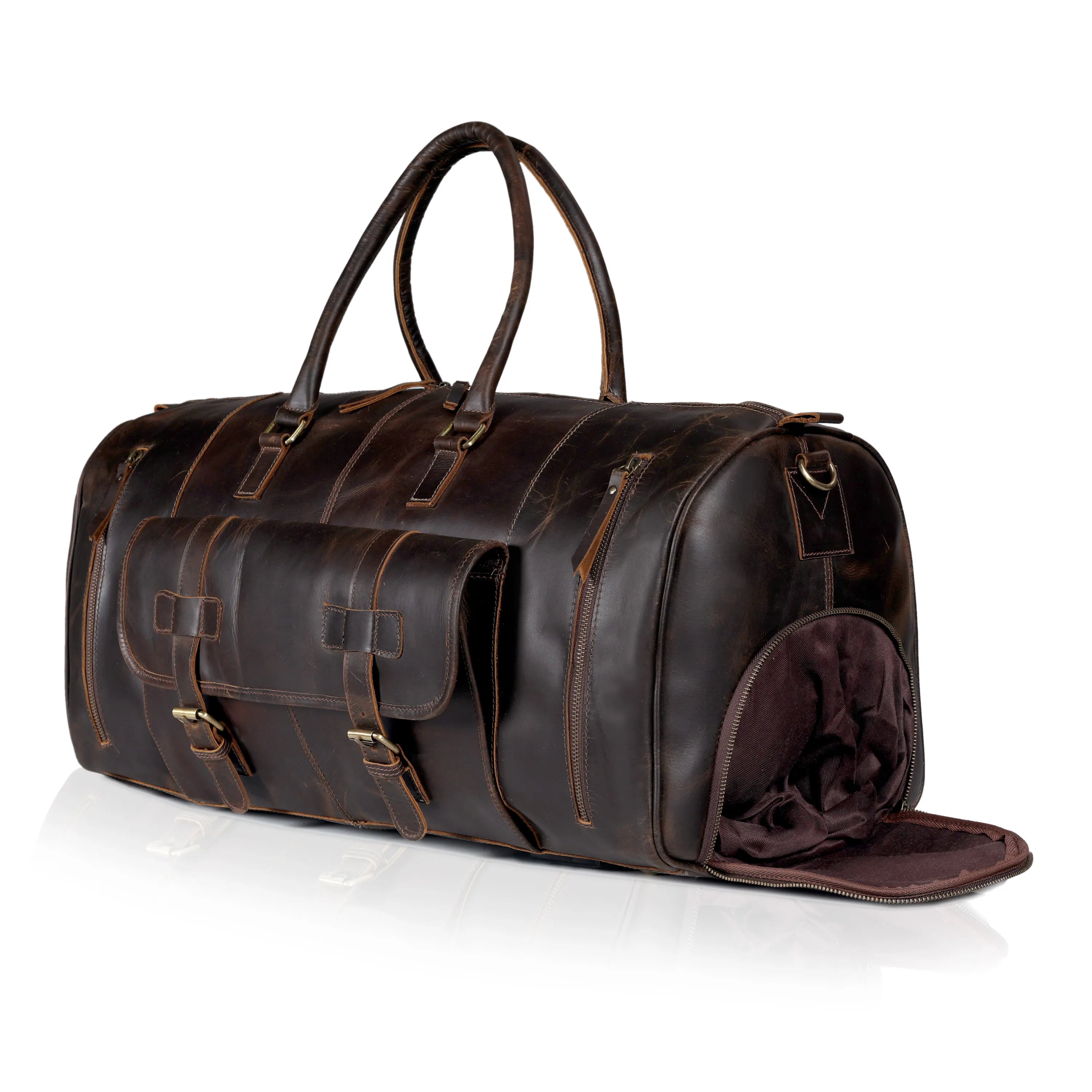 Mars Leather Duffel Bag For Men - Dark Brown