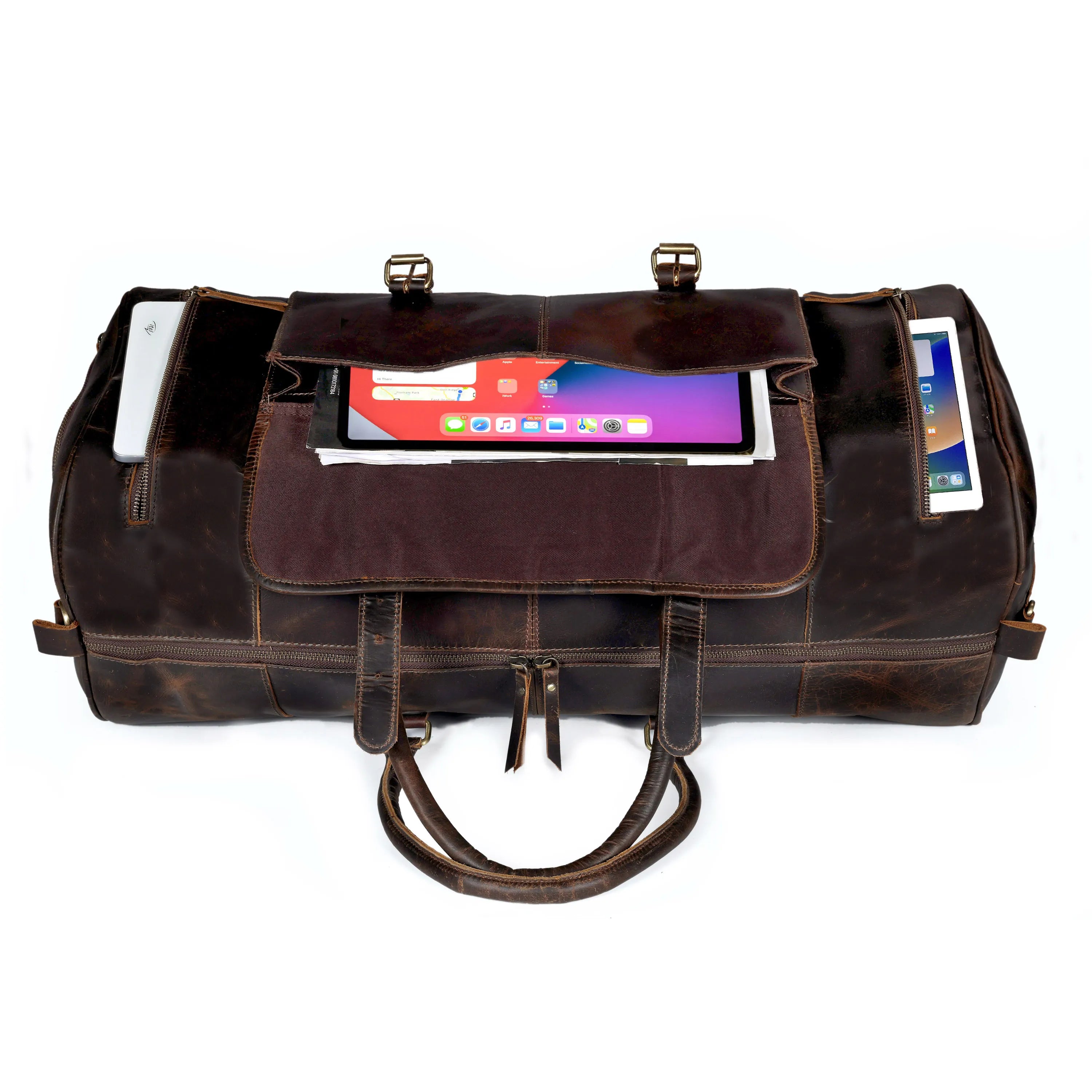 Mars Leather Duffel Bag For Men - Dark Brown
