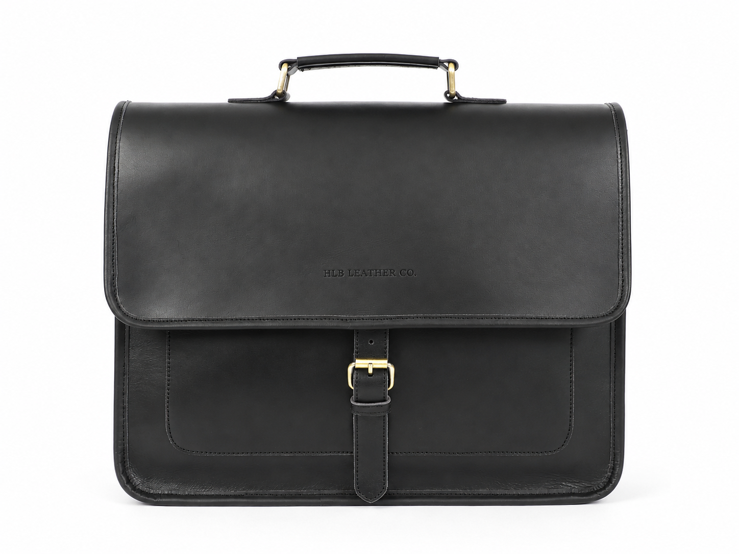 Midnight Black Buffalo Leather Messenger Bag – Men's Work & Laptop Satchel
