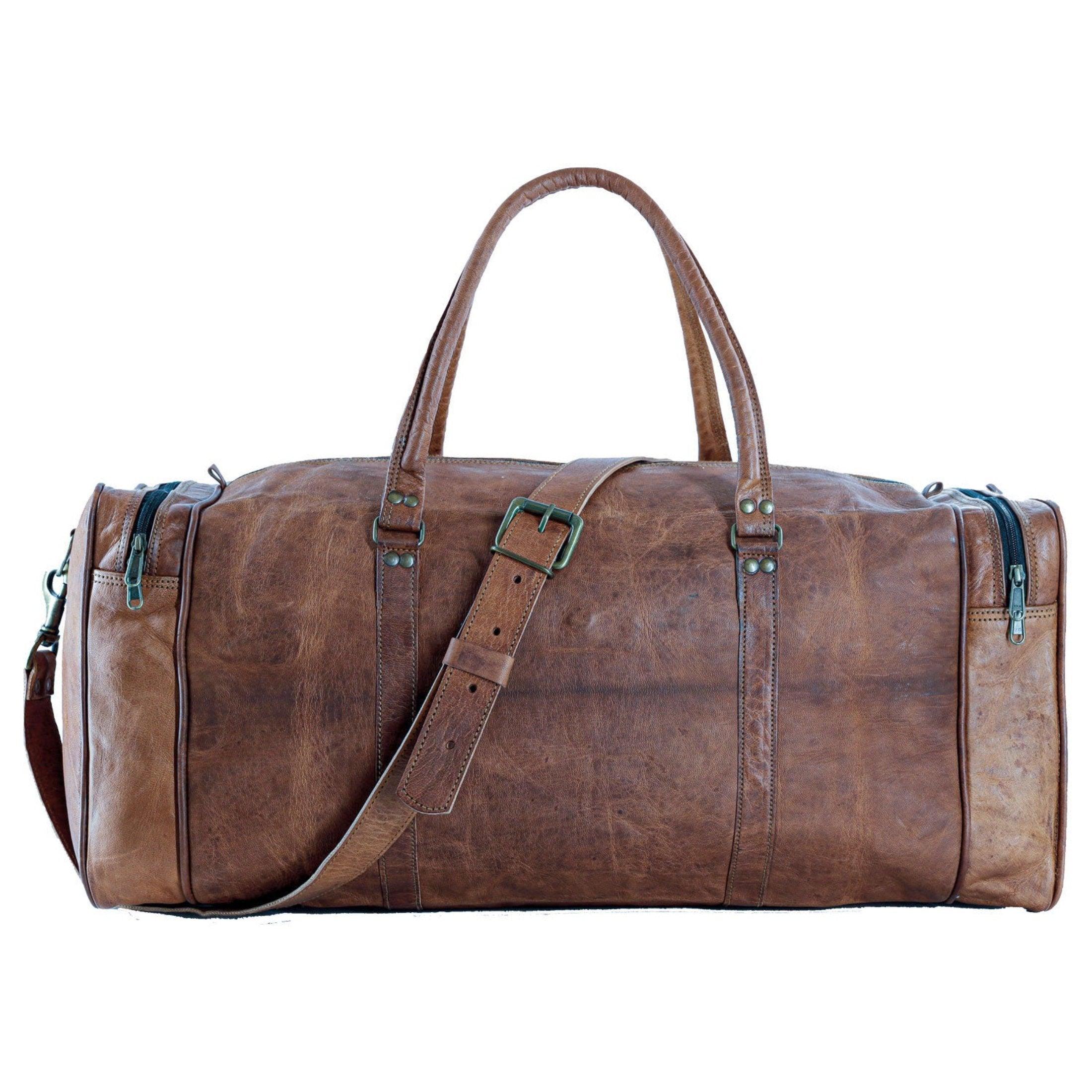 Leather 21-Inch Vintage Duffel Bag - Full Grain Leather Travel, Gym, Sports, and Weekend Bag