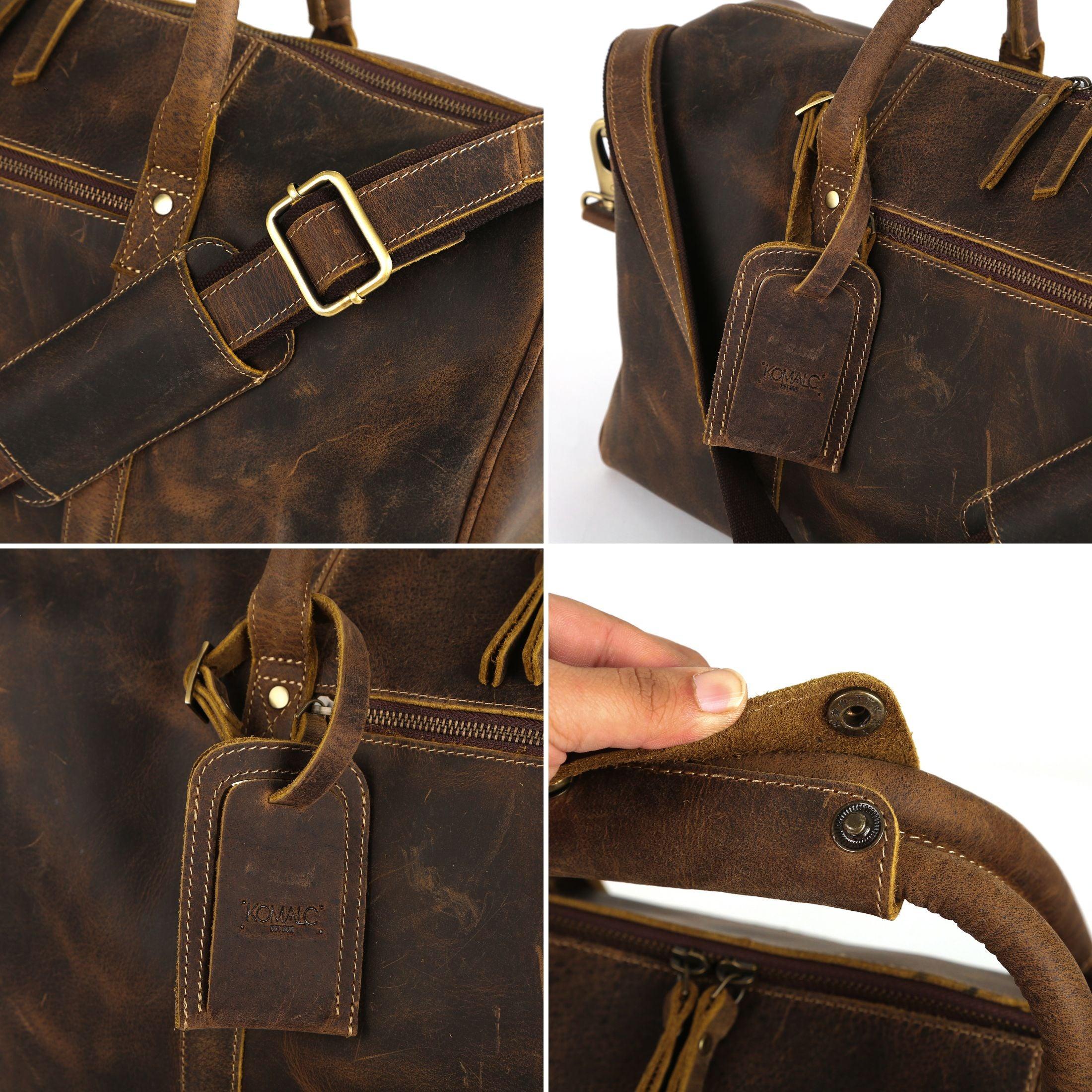 24-Inch Full Grain Leather Duffel Bag for Men & Women – Travel, Gym & Weekend Overnight Bag