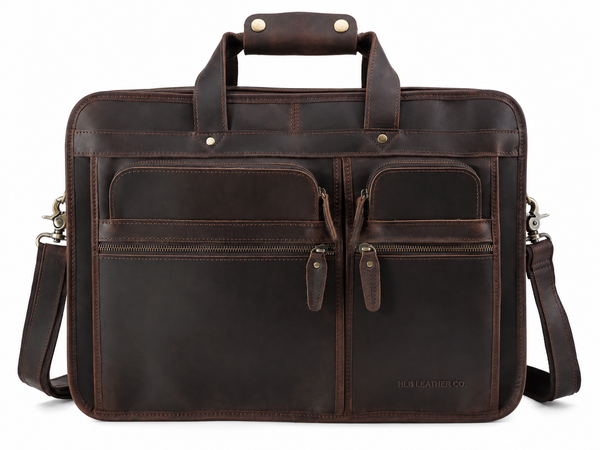 Full-Grain Buffalo Leather Travel Briefcase