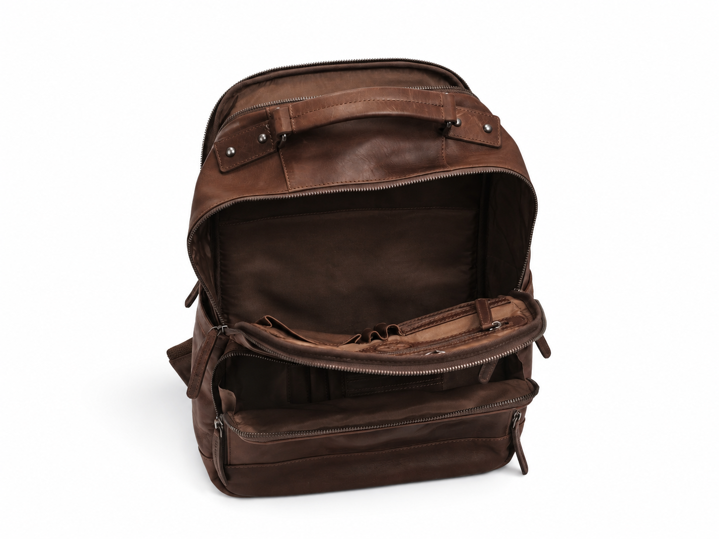 Leather Laptop Backpack Brown Austin