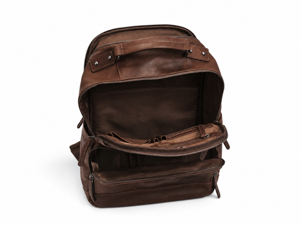 Leather Laptop Backpack Brown Austin