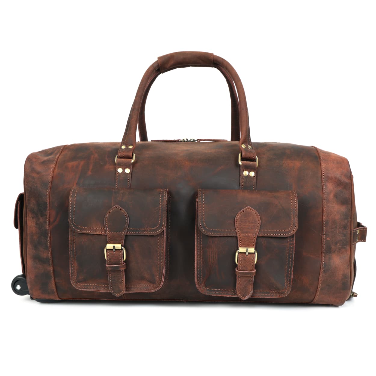 Premium Buffalo Leather Rolling Travel & Work Combo Set