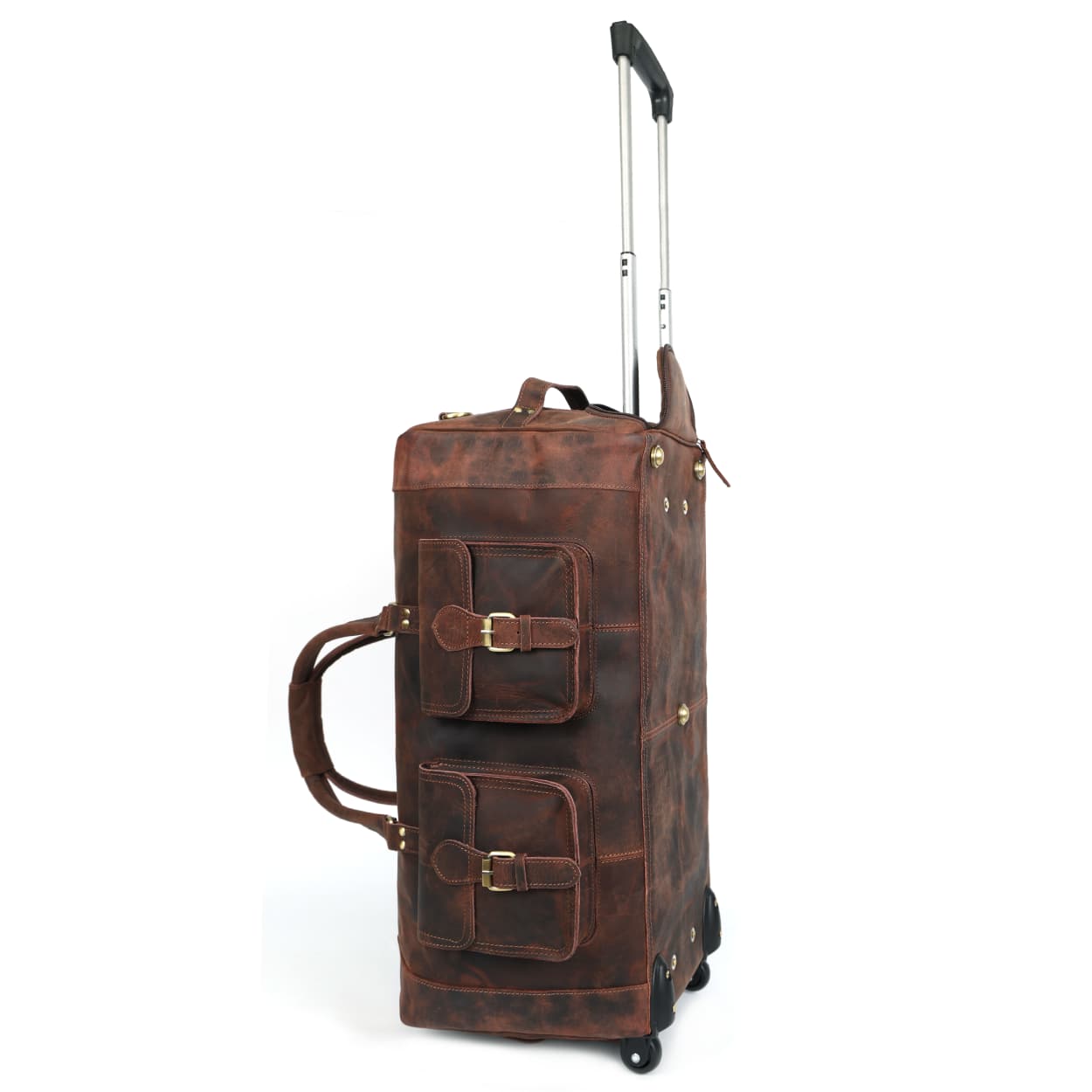 Premium Buffalo Leather Rolling Travel & Work Combo Set